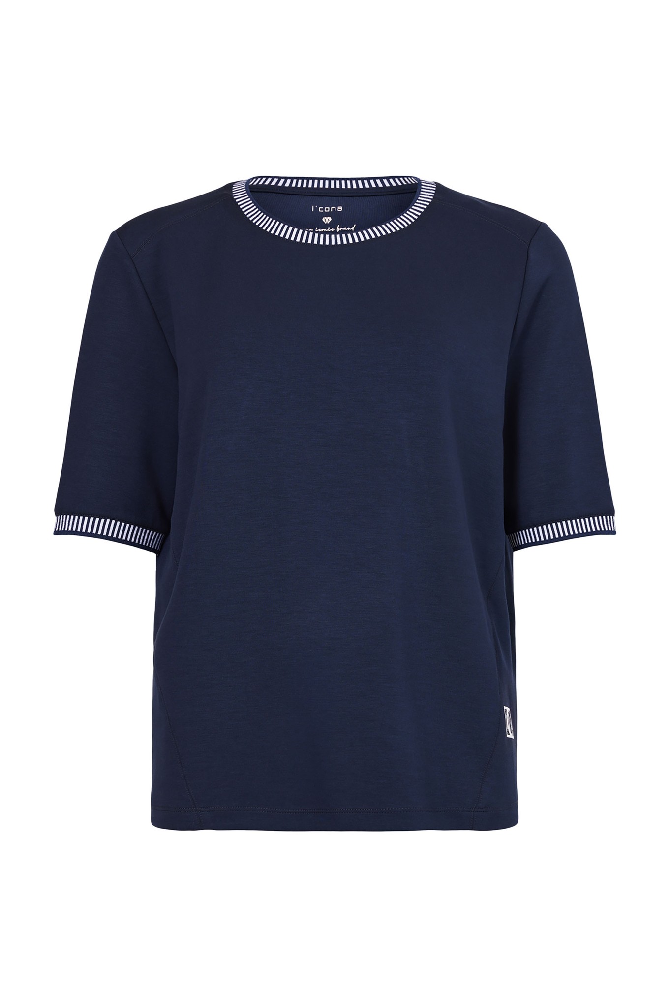 I'CONA Contrast Trim Crew Neck T-Shirt Navy 69