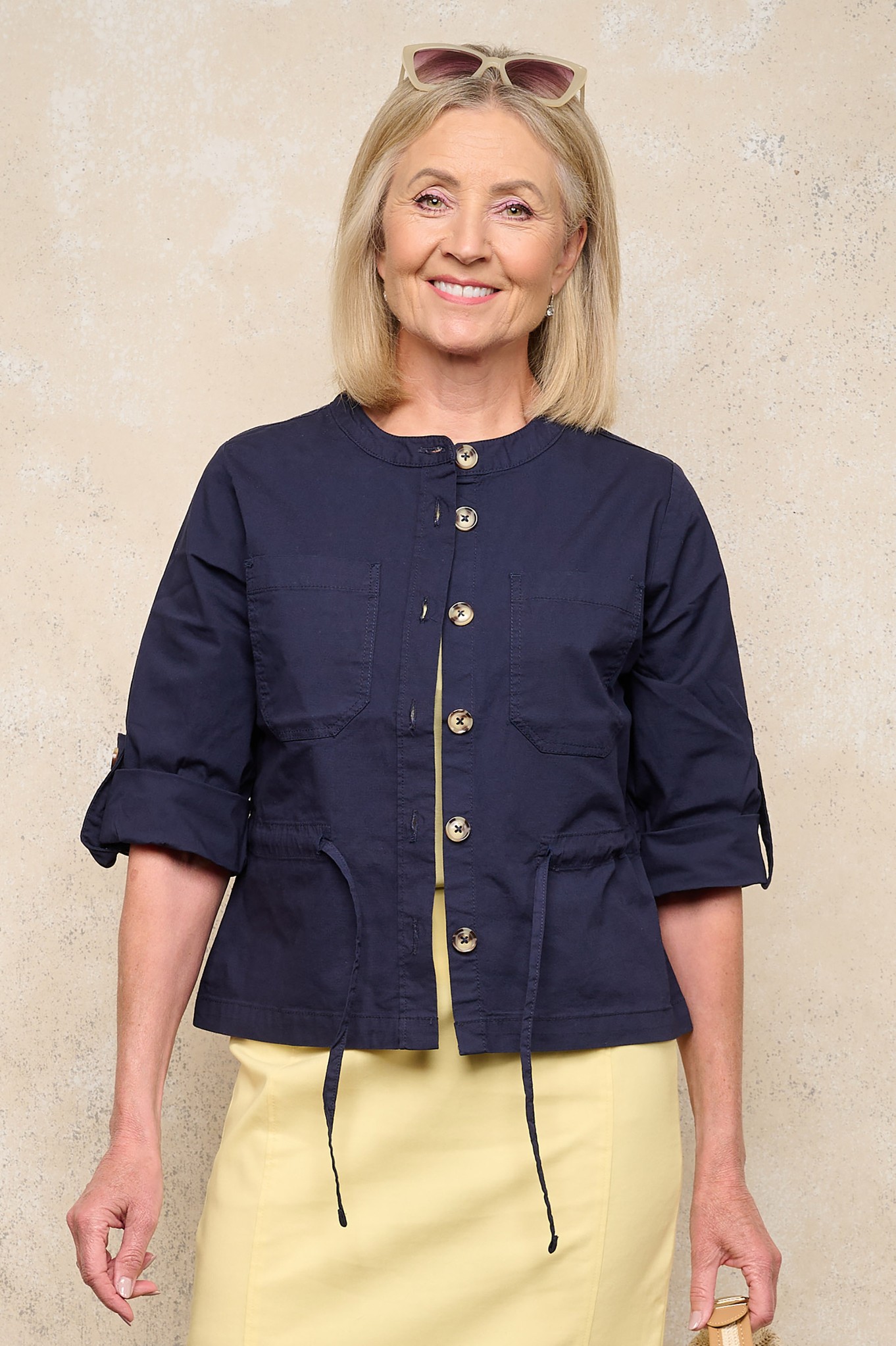 Sunday Cotton-Rich Cargo Style Short Jacket Indigo Blue 67