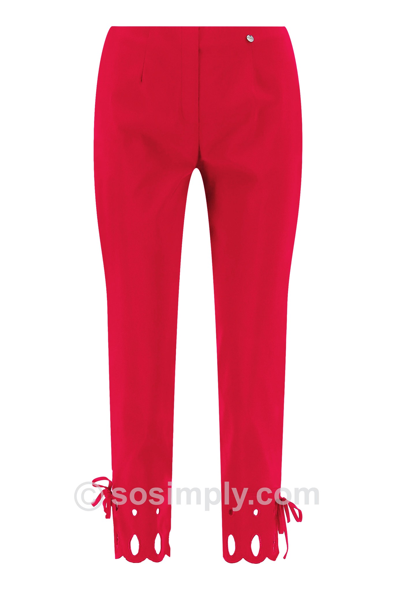 Robell Lena 09 Crochet & Bow Ankle Grazer Lipstick Red 402