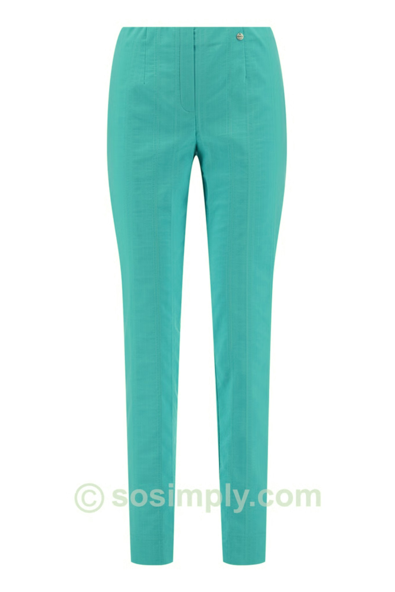 Robell Marie F/L Seersucker Trouser Sea Green 75