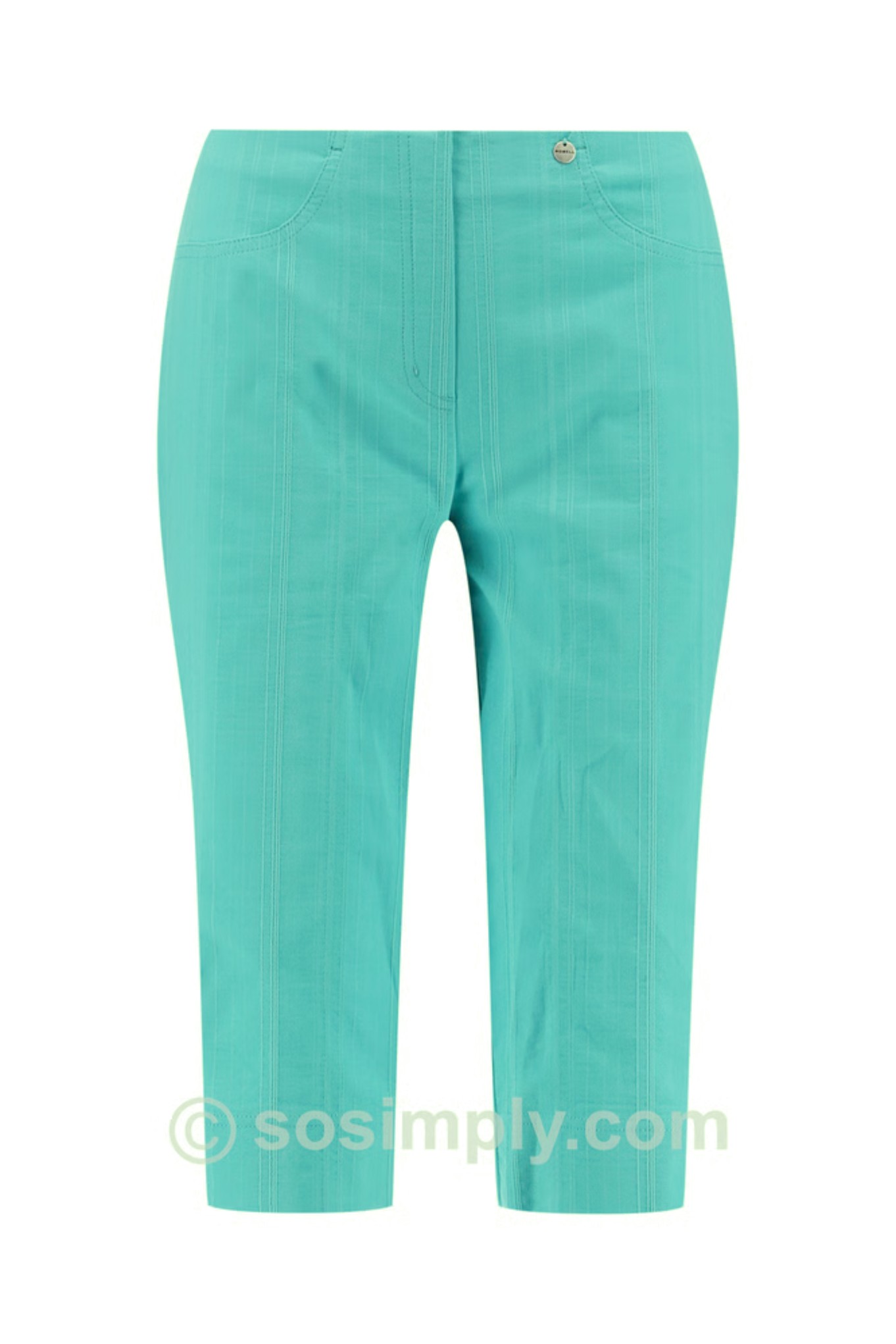 Robell Bella 05 Seersucker Shorts Sea Green 75