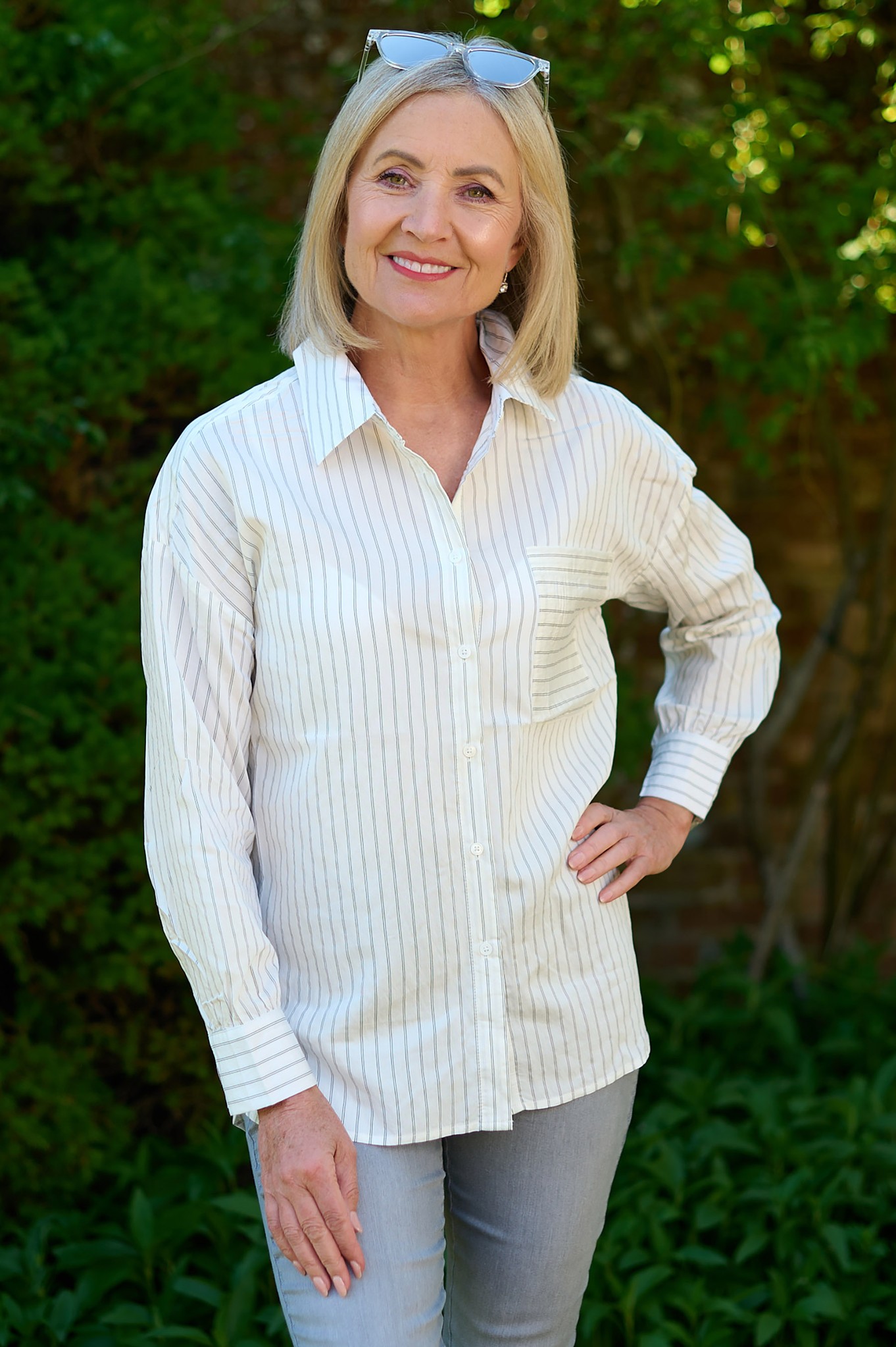 Sunday Odette Striped Longline Shirt Black 90