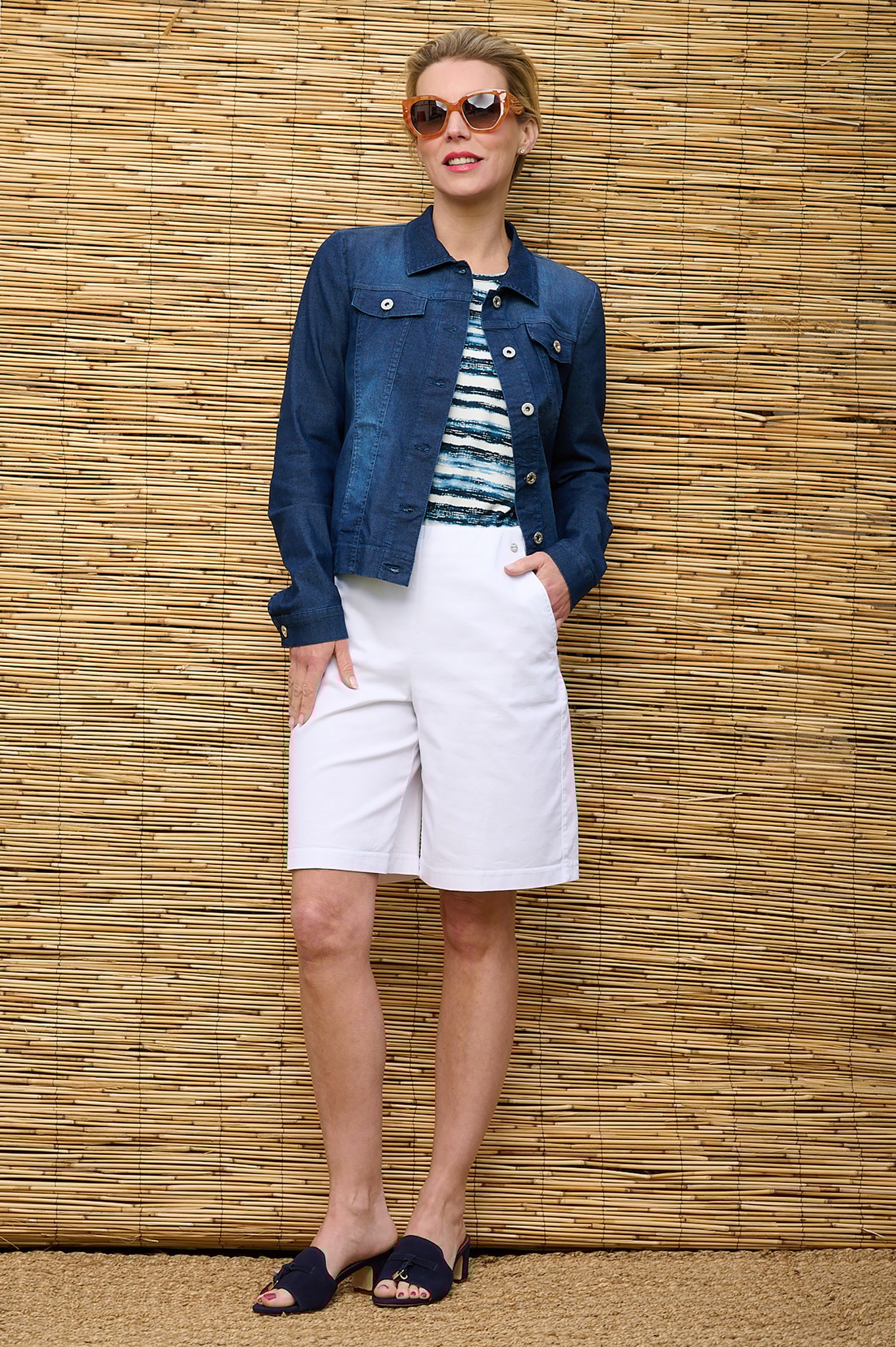 Robell Emma 04 Relaxed Cotton Twill Shorts White 10