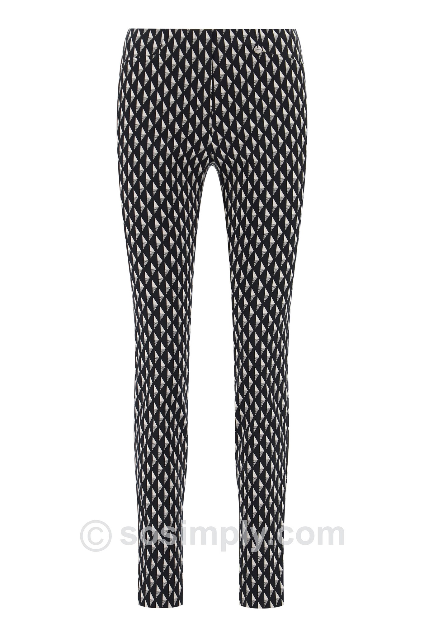Robell Rose Monochrome Triangular Print Trouser Black 90