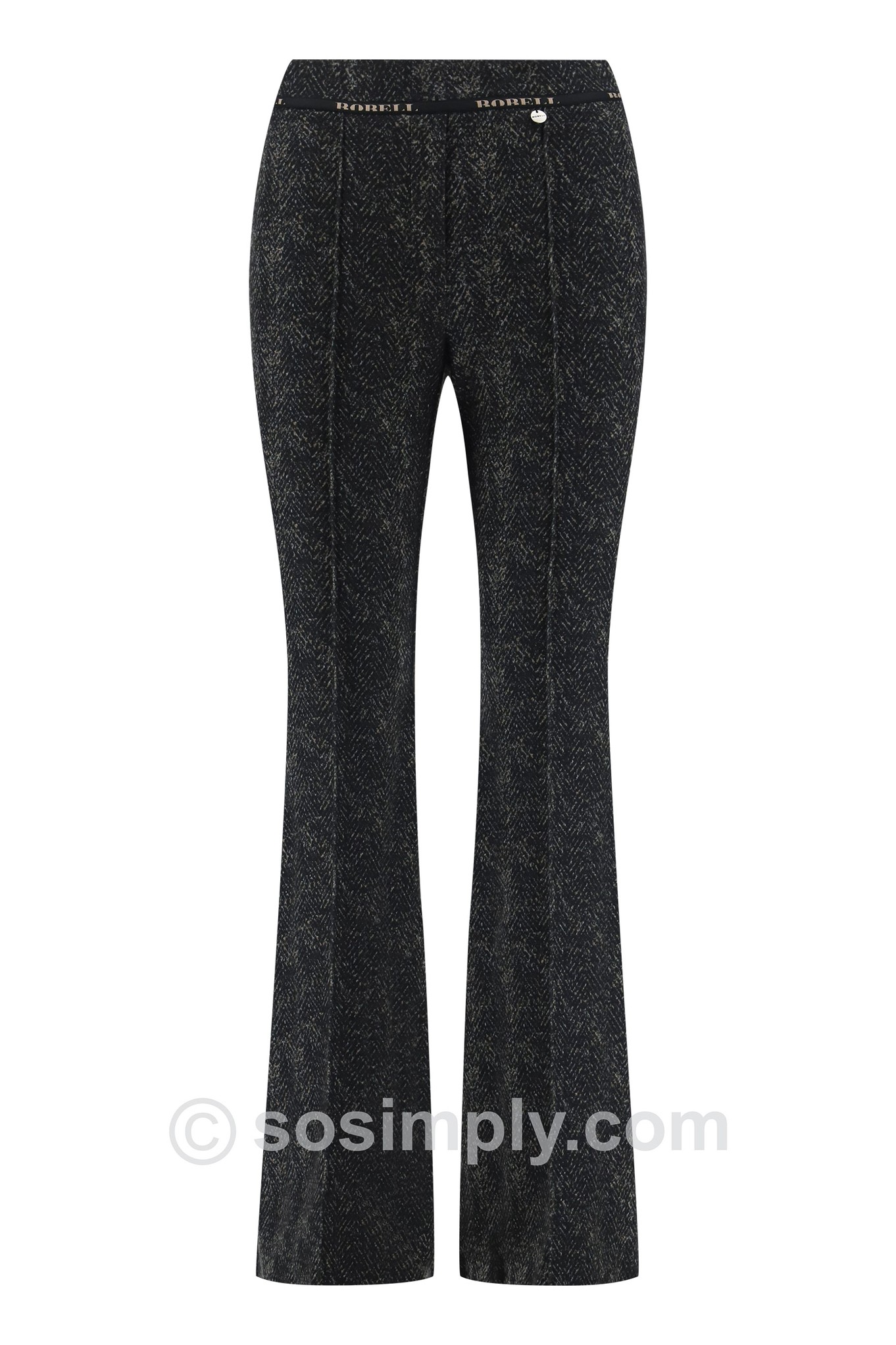 Joella Hartland Herringbone Kick Flare Trouser Brown 38-9