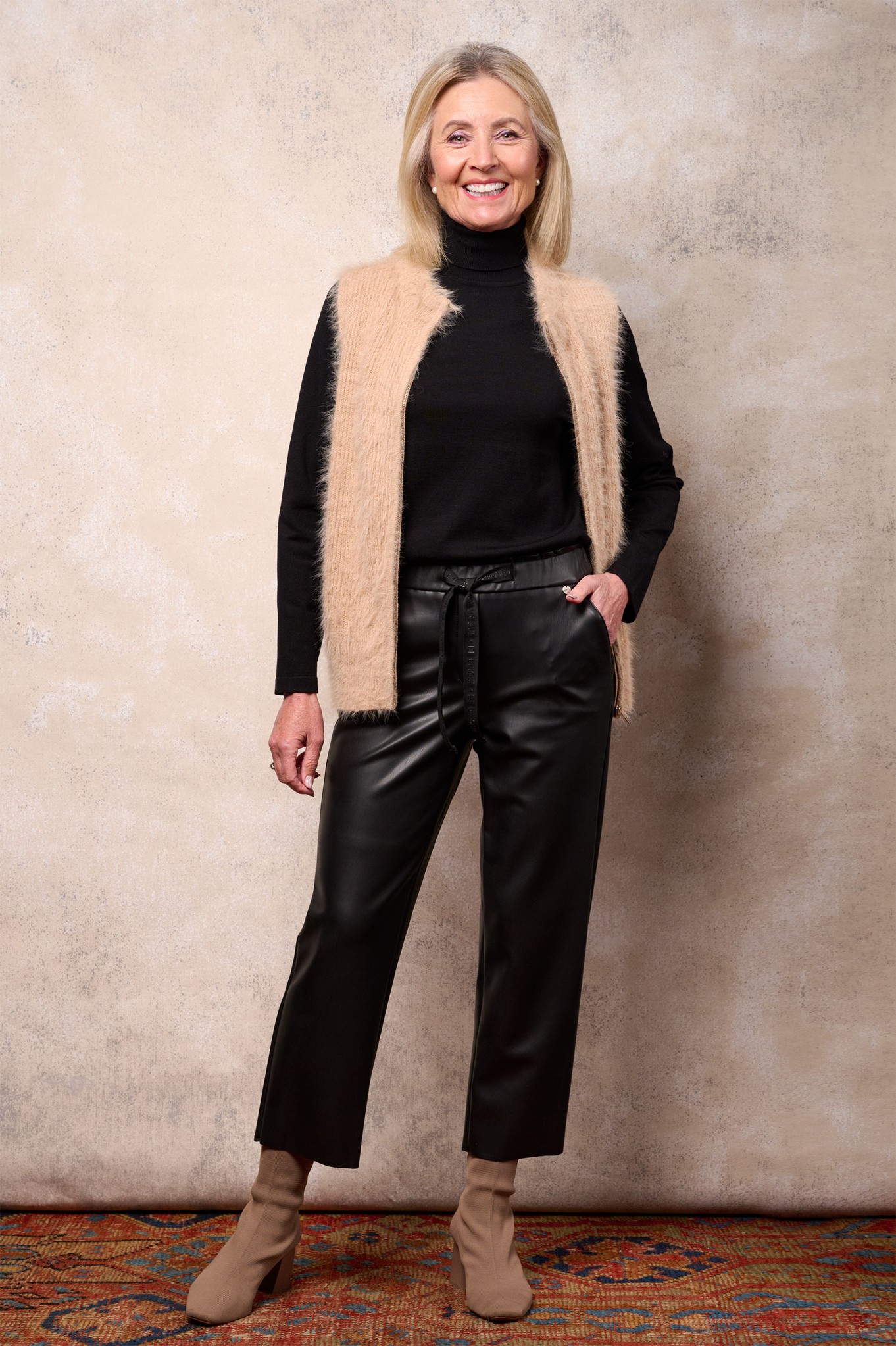 Robell Kati 09 Wide Leg Faux Leather Culotte  Black 90