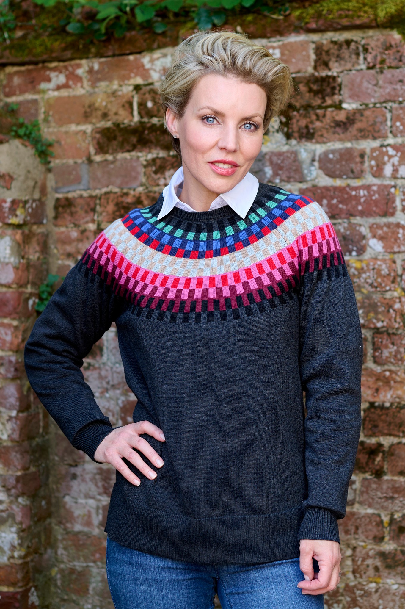 Sunday Nordic Fairisle Jumper Charcoal Grey 9996