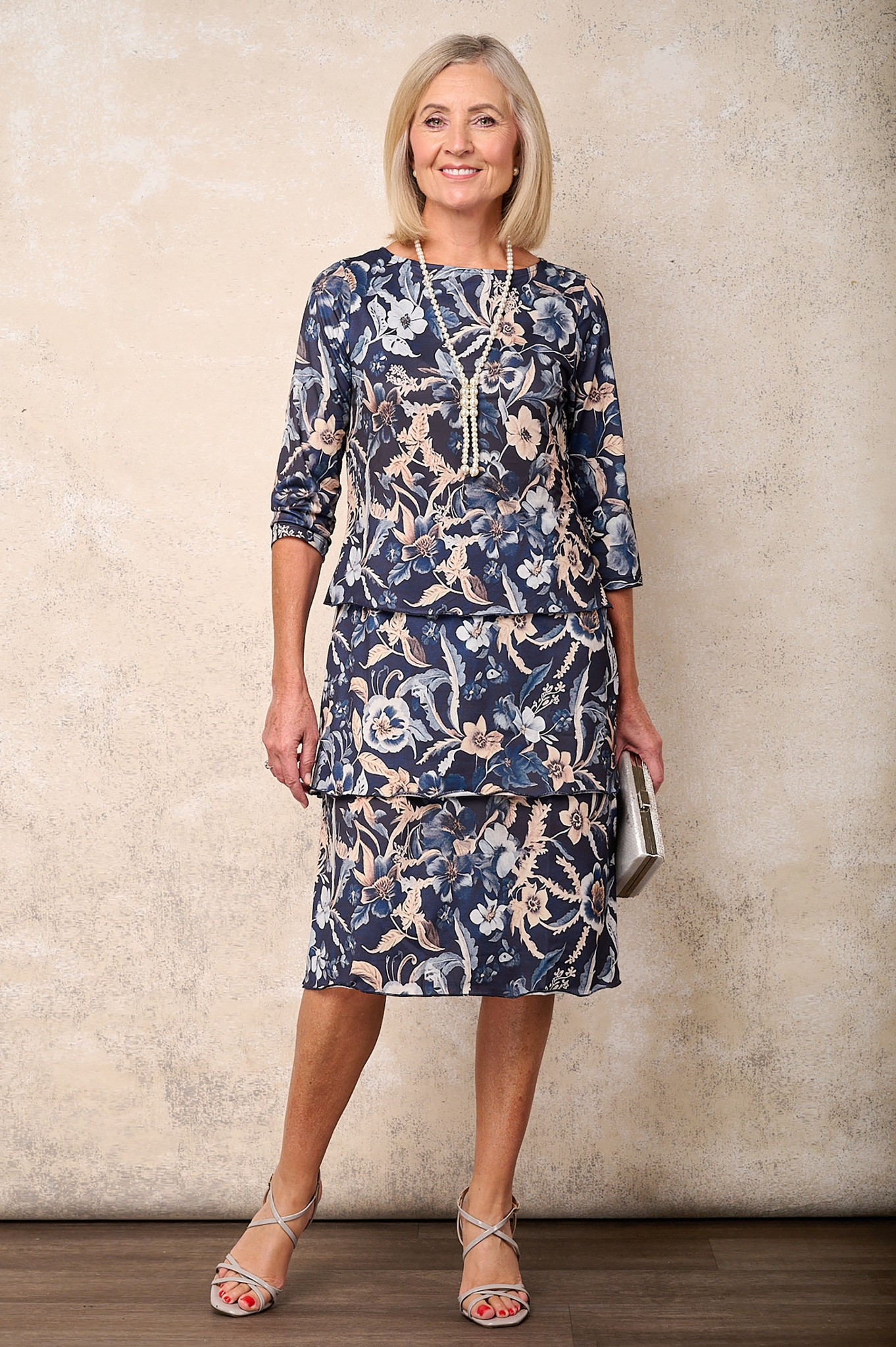 Sunday Sera Tier Floral Dress Indigo Blue 67