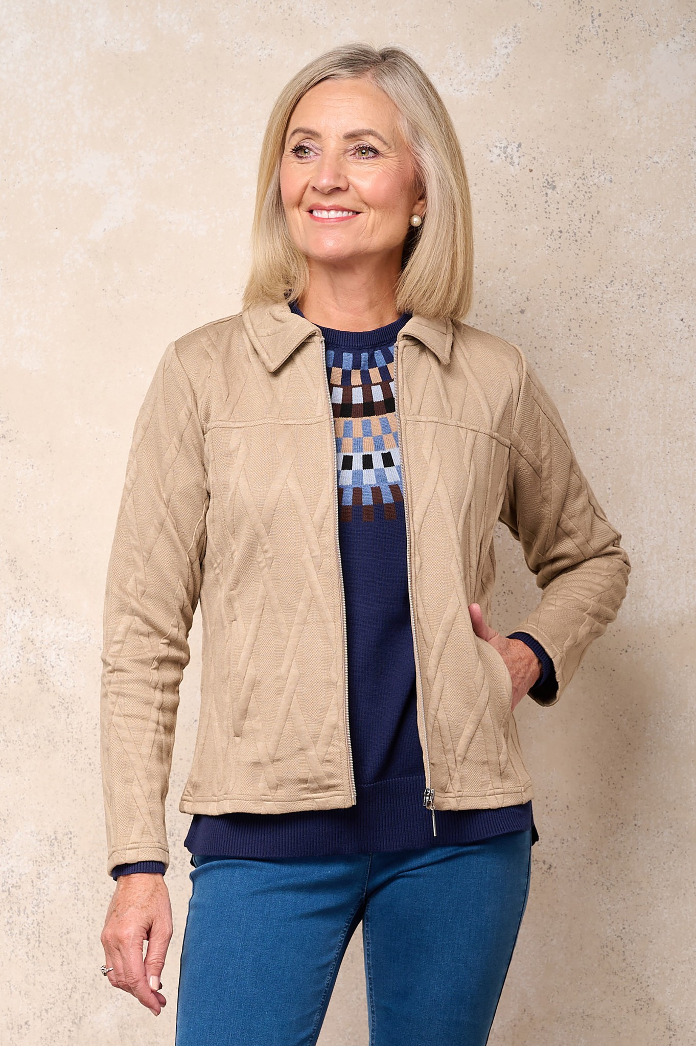 Sunday Helene Box Knit Jacket Cappuccino 142