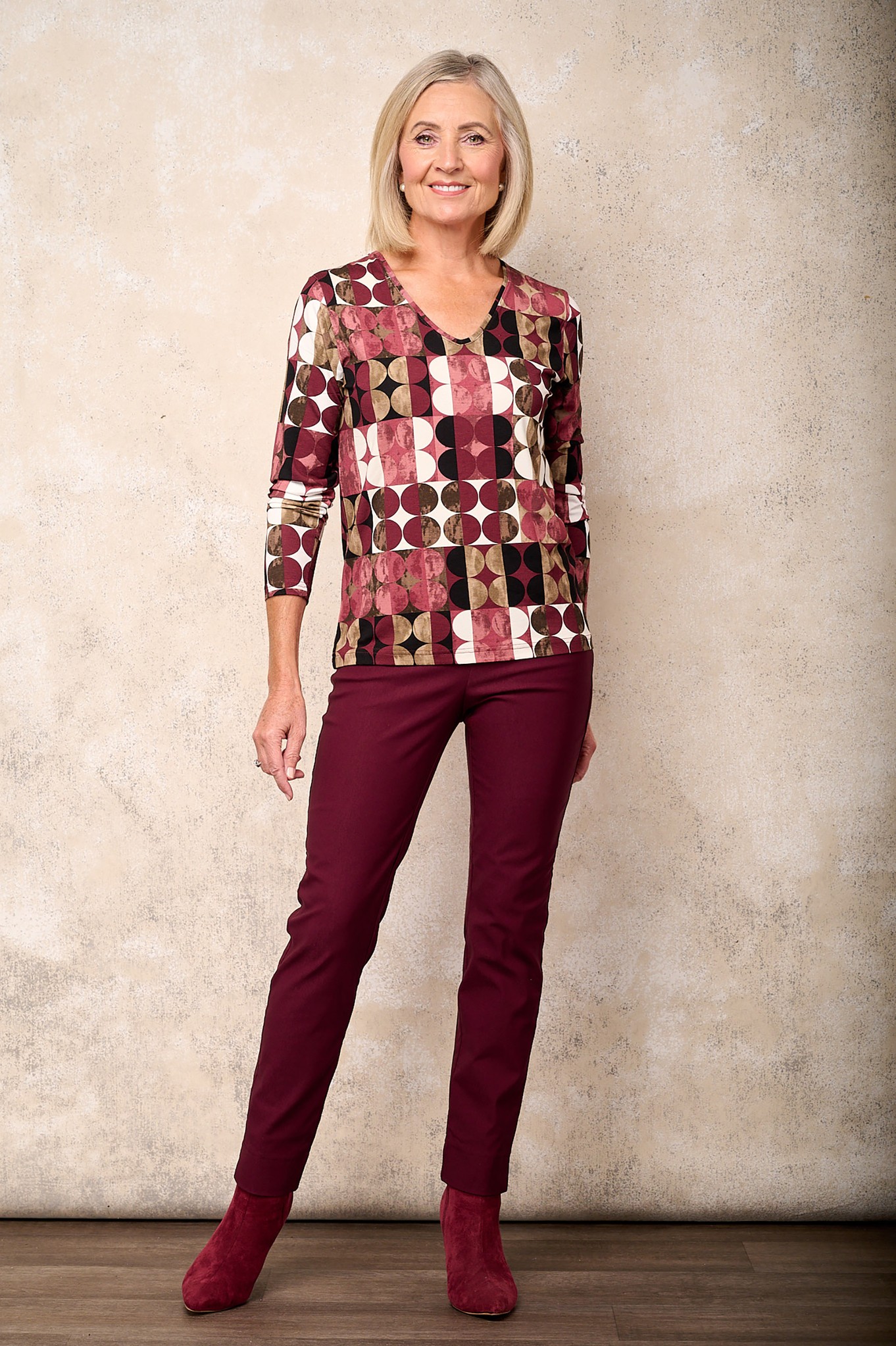 Robell Marie Winter Weight Trousers Bordeaux 562