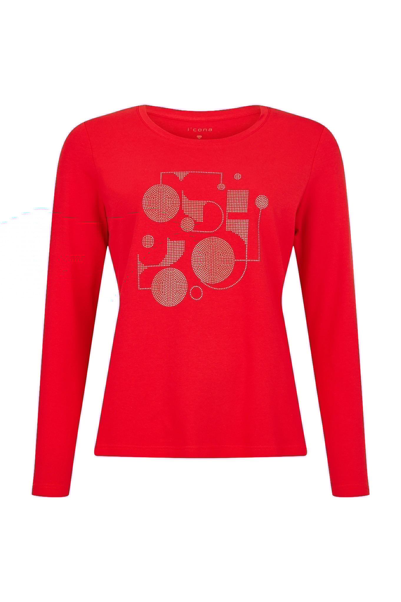 I’cona Embellished Metal Logo Jersey Top Rosso Red 46