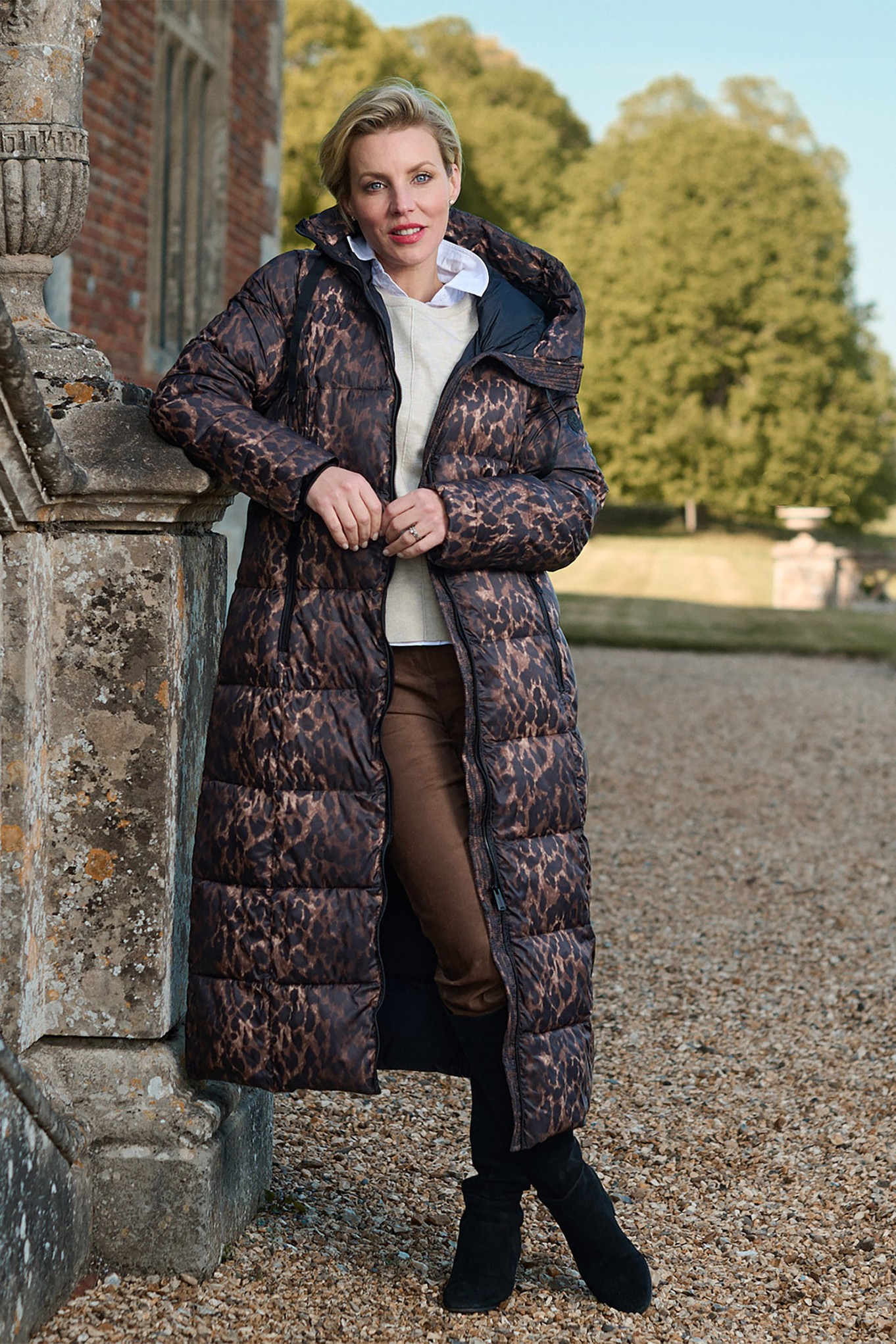 Normann Anikki Animal Longline Padded Coat Brown Animal 191