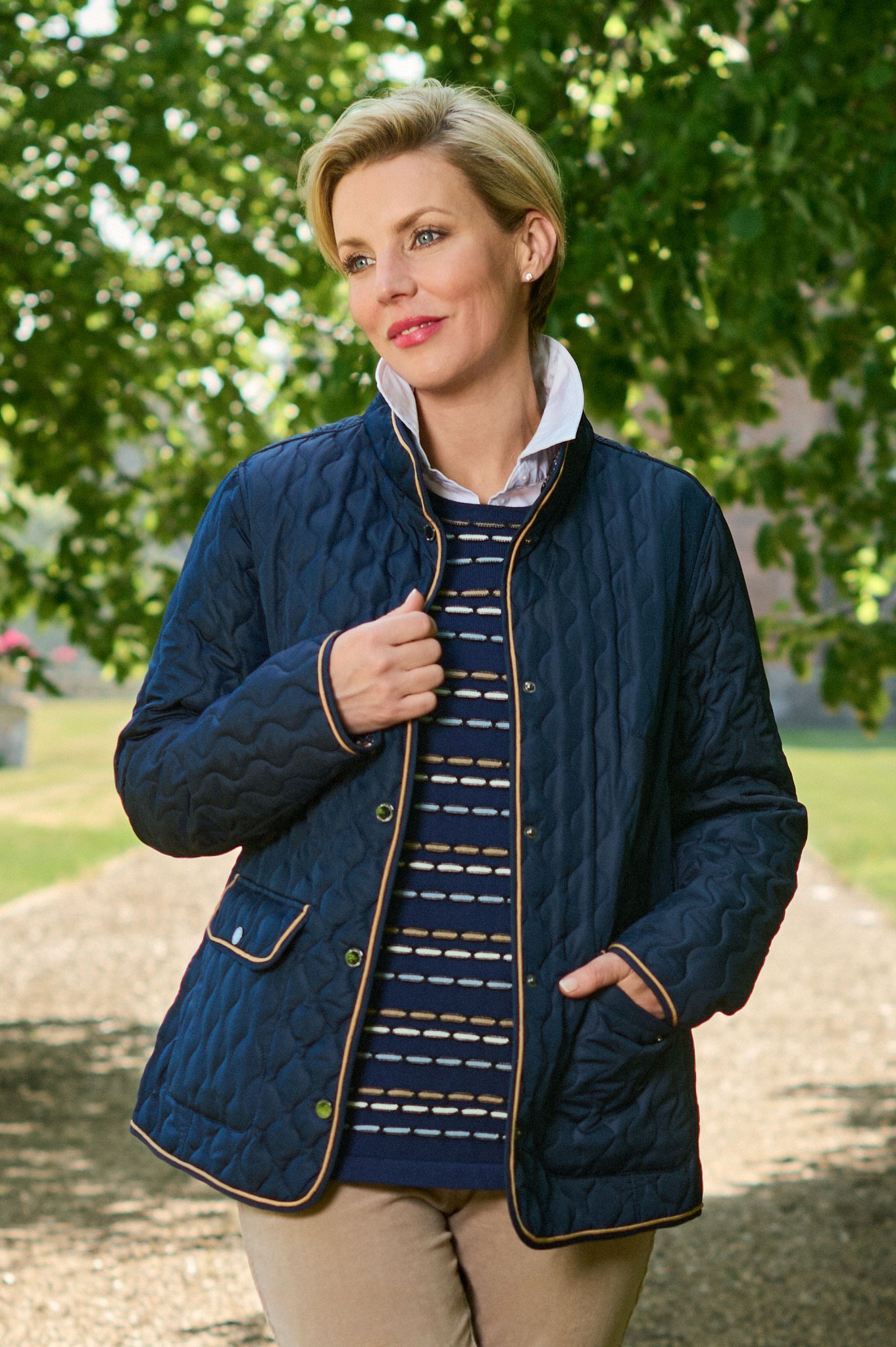 Normann Audrey Quilted Reversible Jacket Navy / Camel 6917