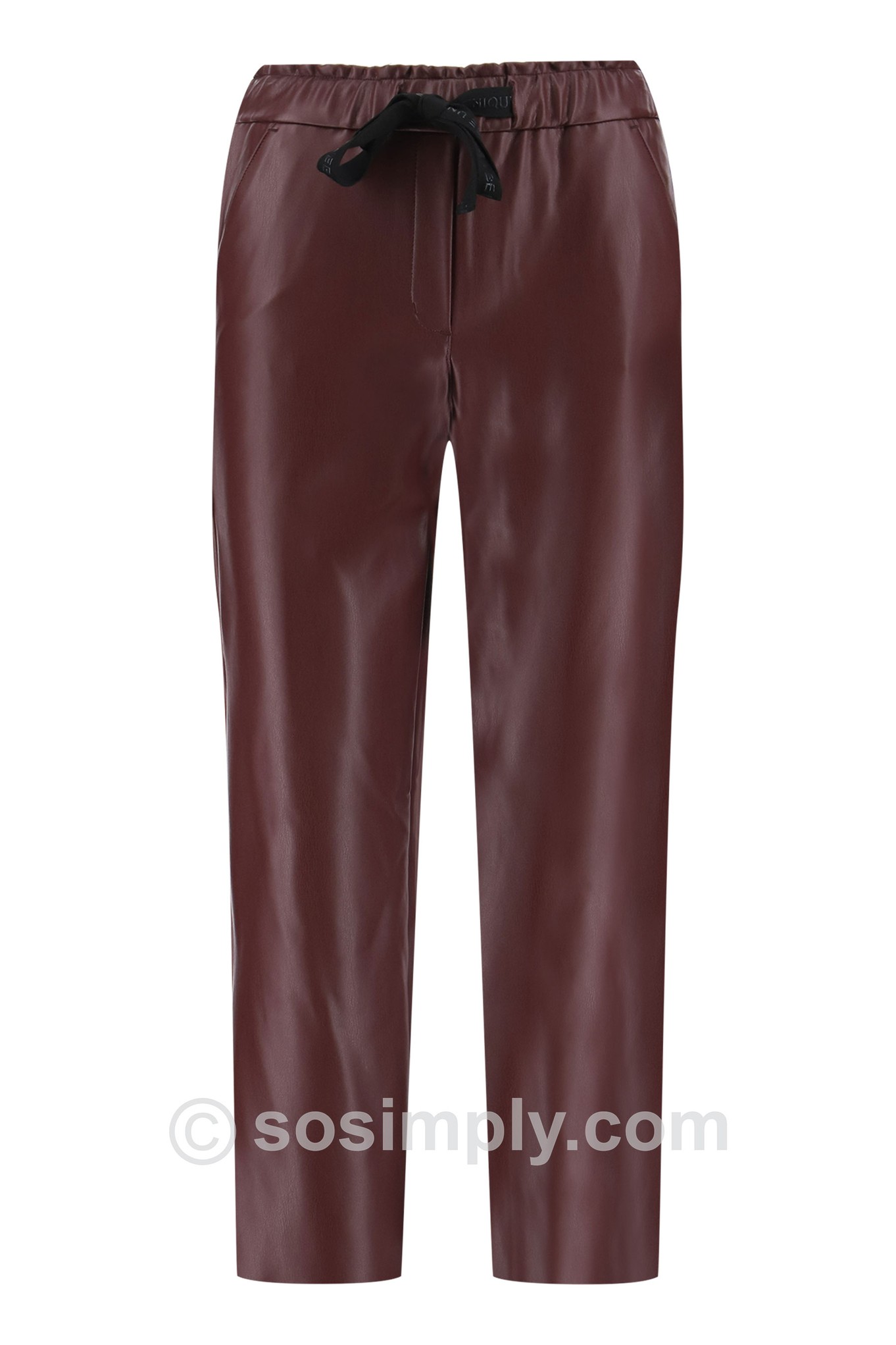 Robell Kati 09 Wide Leg Faux Leather Culotte  Claret 49
