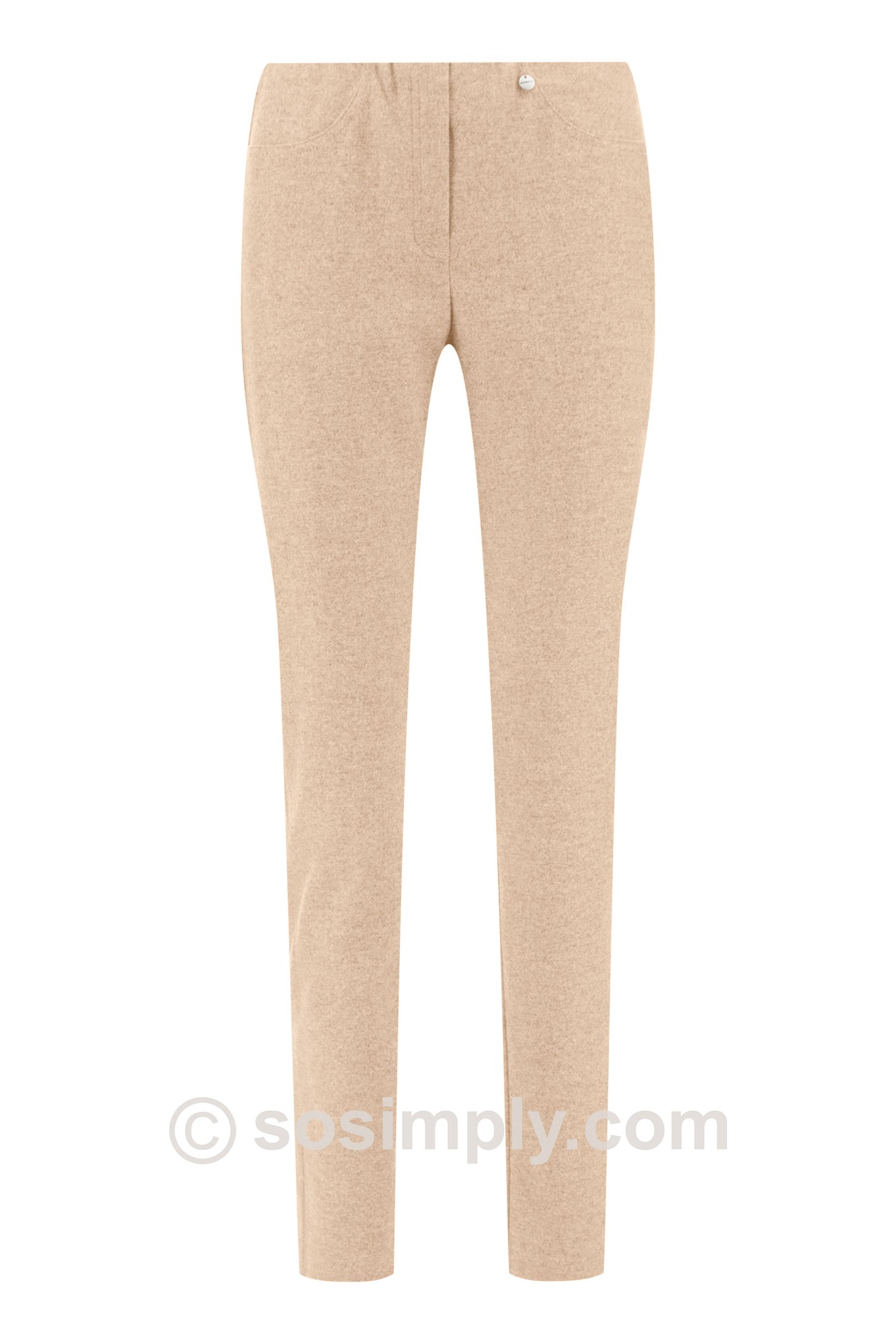 Robell Bella Flannel Trousers Warm Beige 14