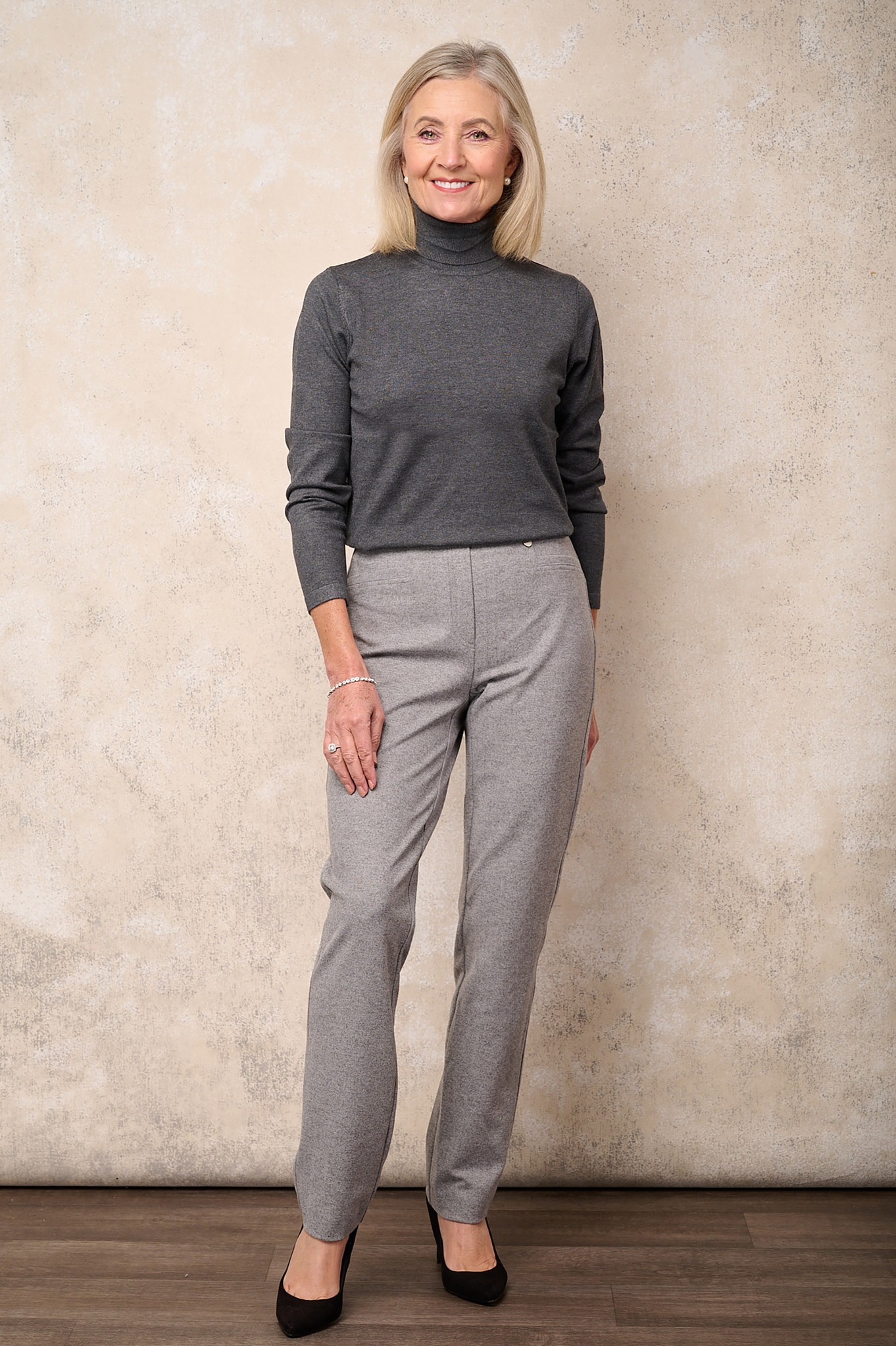 Robell Jacklyn Flannel Trouser Silver Grey 91