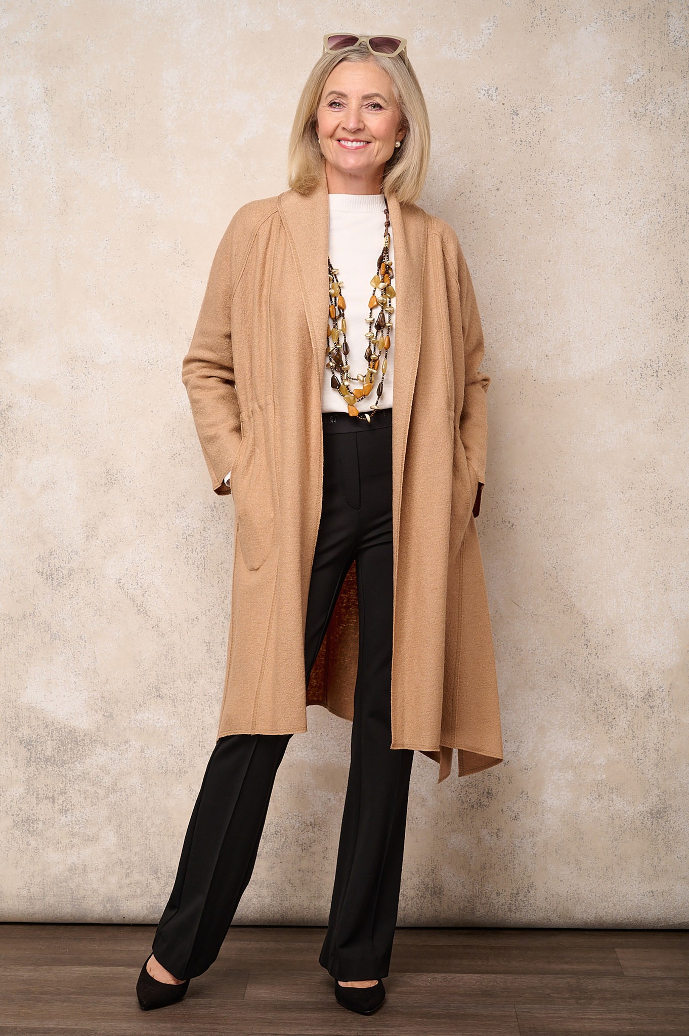 Noen Shawl Collar Wool Blend Cardigan Camel 17