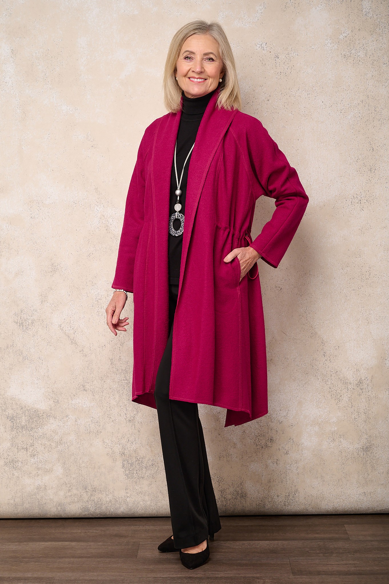 Noen Shawl Collar Wool Blend Cardigan Wild Berry 55