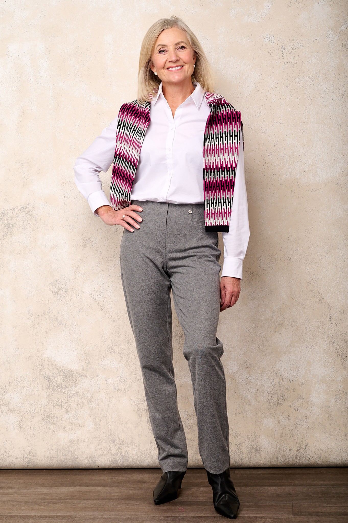 Robell Jacklyn Flannel Trouser Dark Grey 95