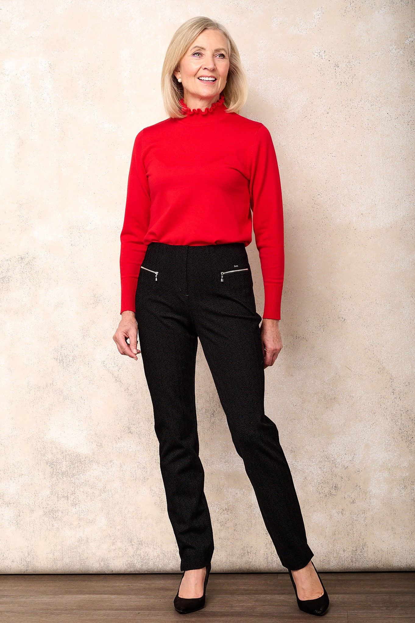 Robell Mimi Chevron Weave Pattern Trouser Black 90