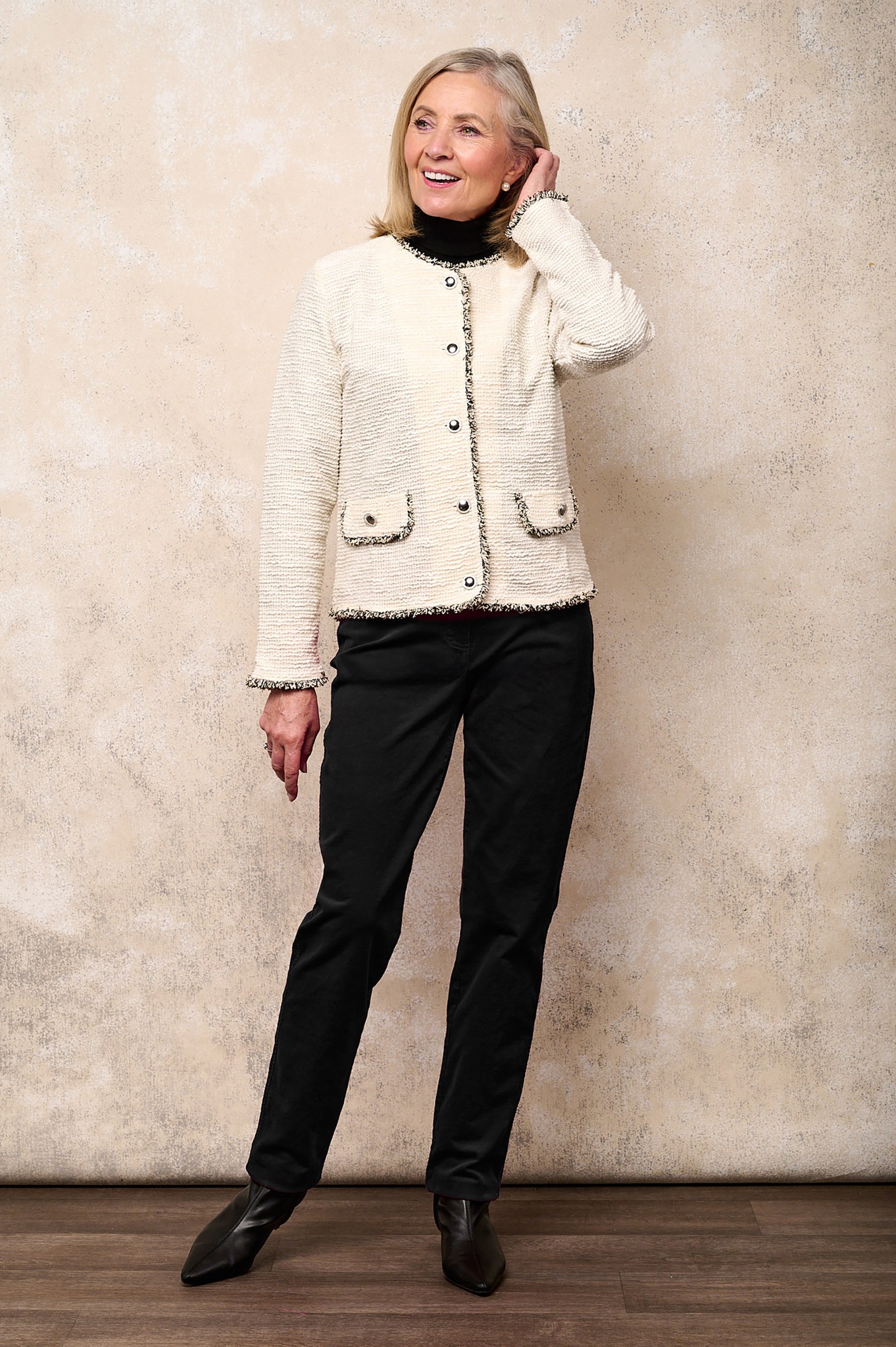 Robell Bella Needlecord Trousers Black 90