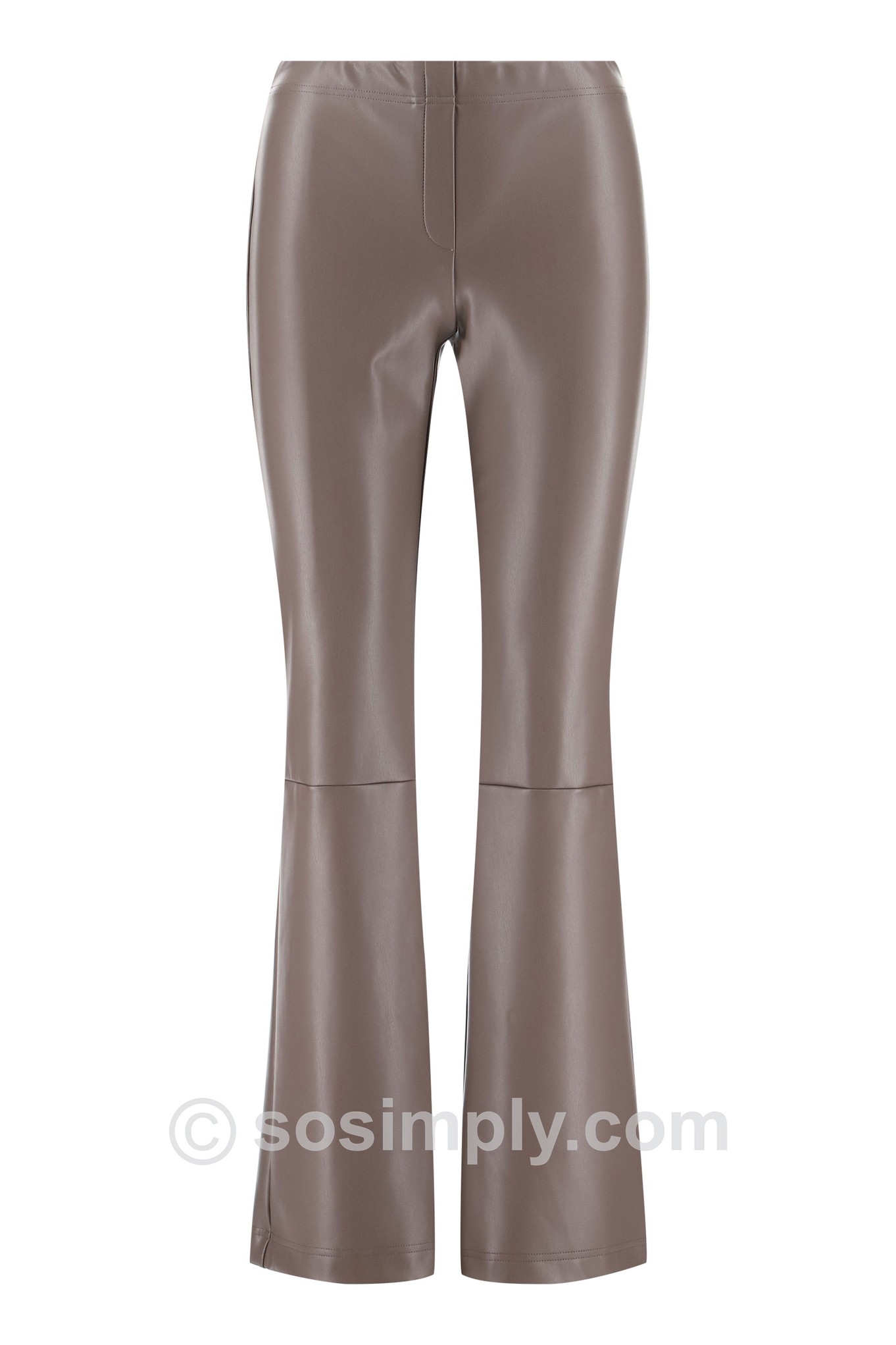Joella Faux Leather Kickflare Trousers Brown 38-9