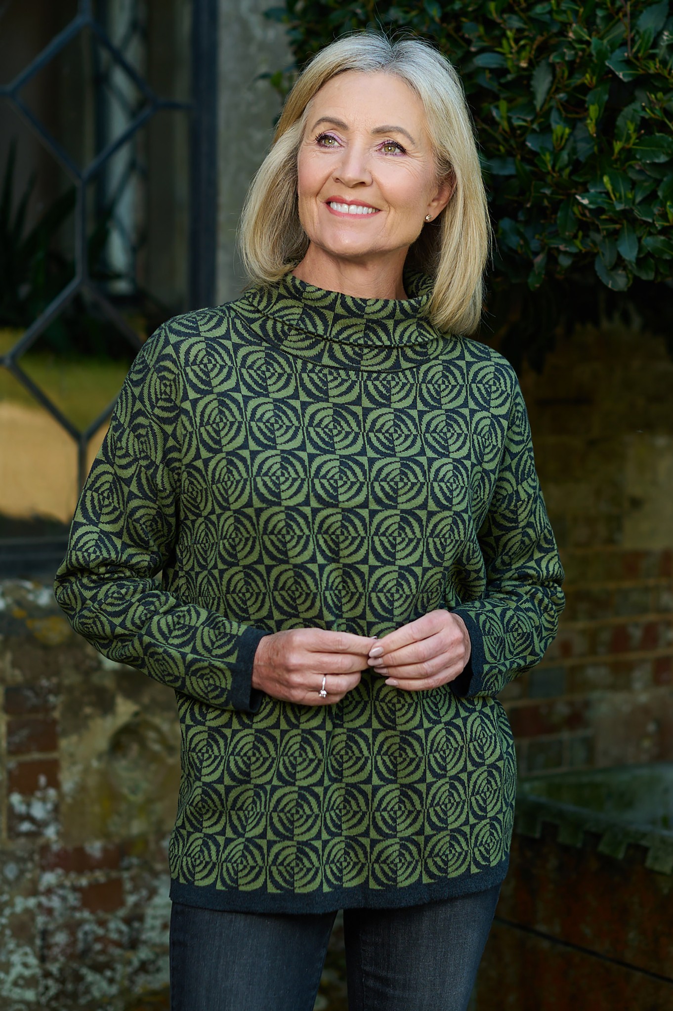 Sunday Fredrikke Geometric Roll Neck Olive Branch 732