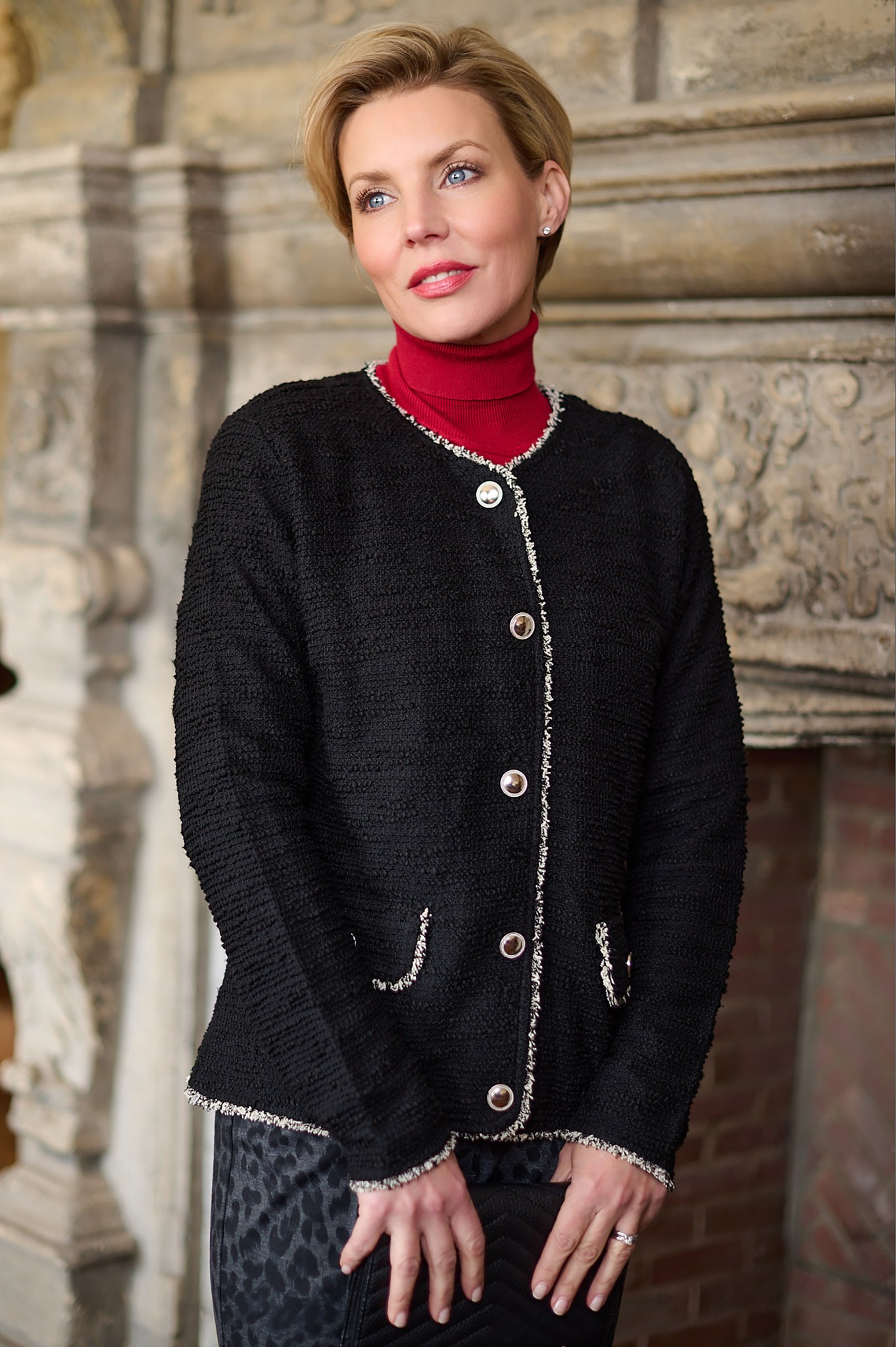 Sunday Parisian Boucle Cardigan Black 90