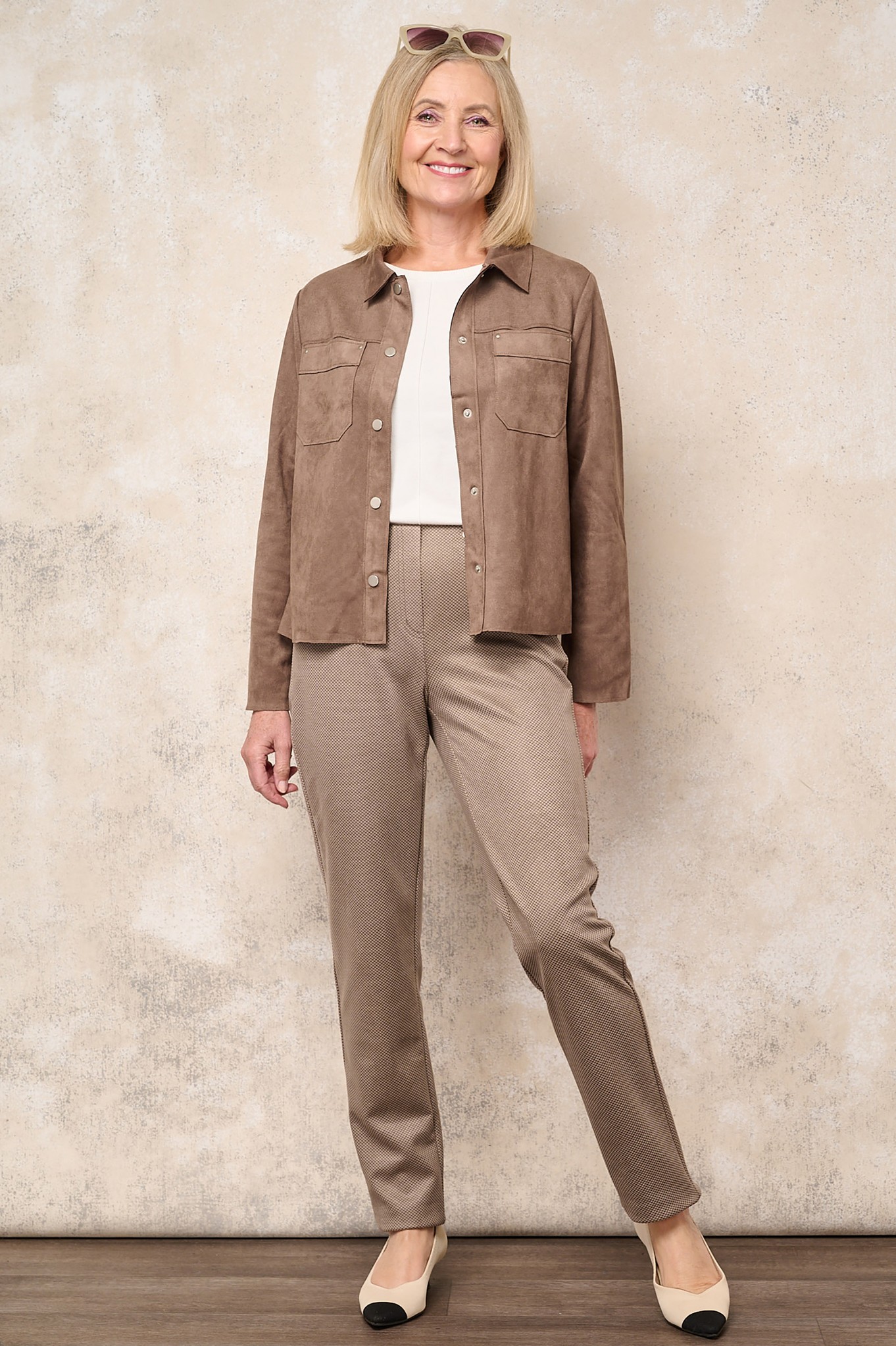 Bella Cuboid Geo Pattern Trousers Light Taupe 15