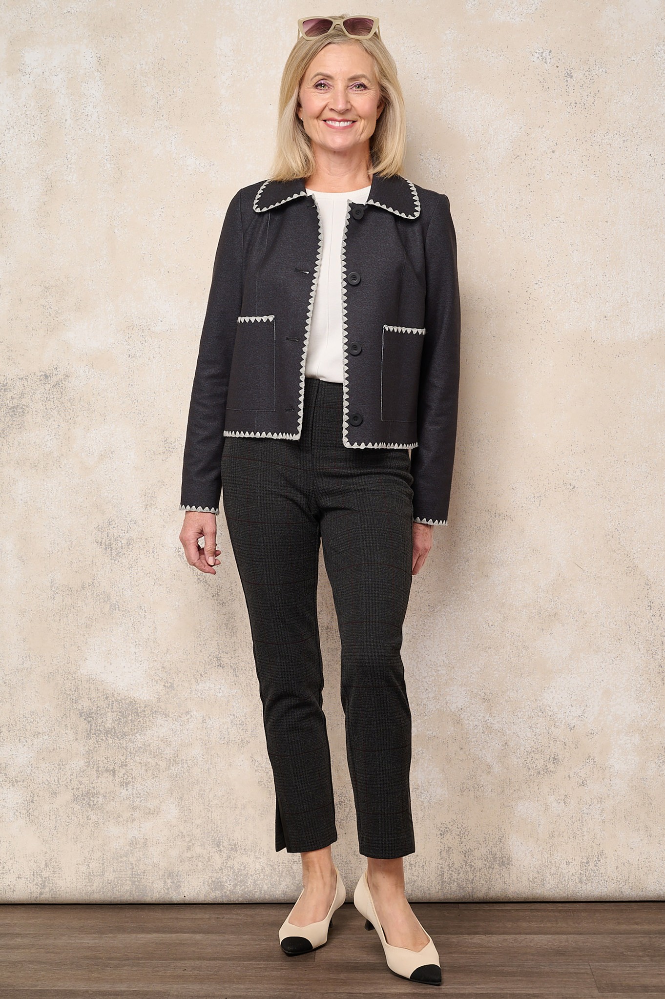 Robell Rose 09 Heathland Check Ankle Grazers Charcoal 99