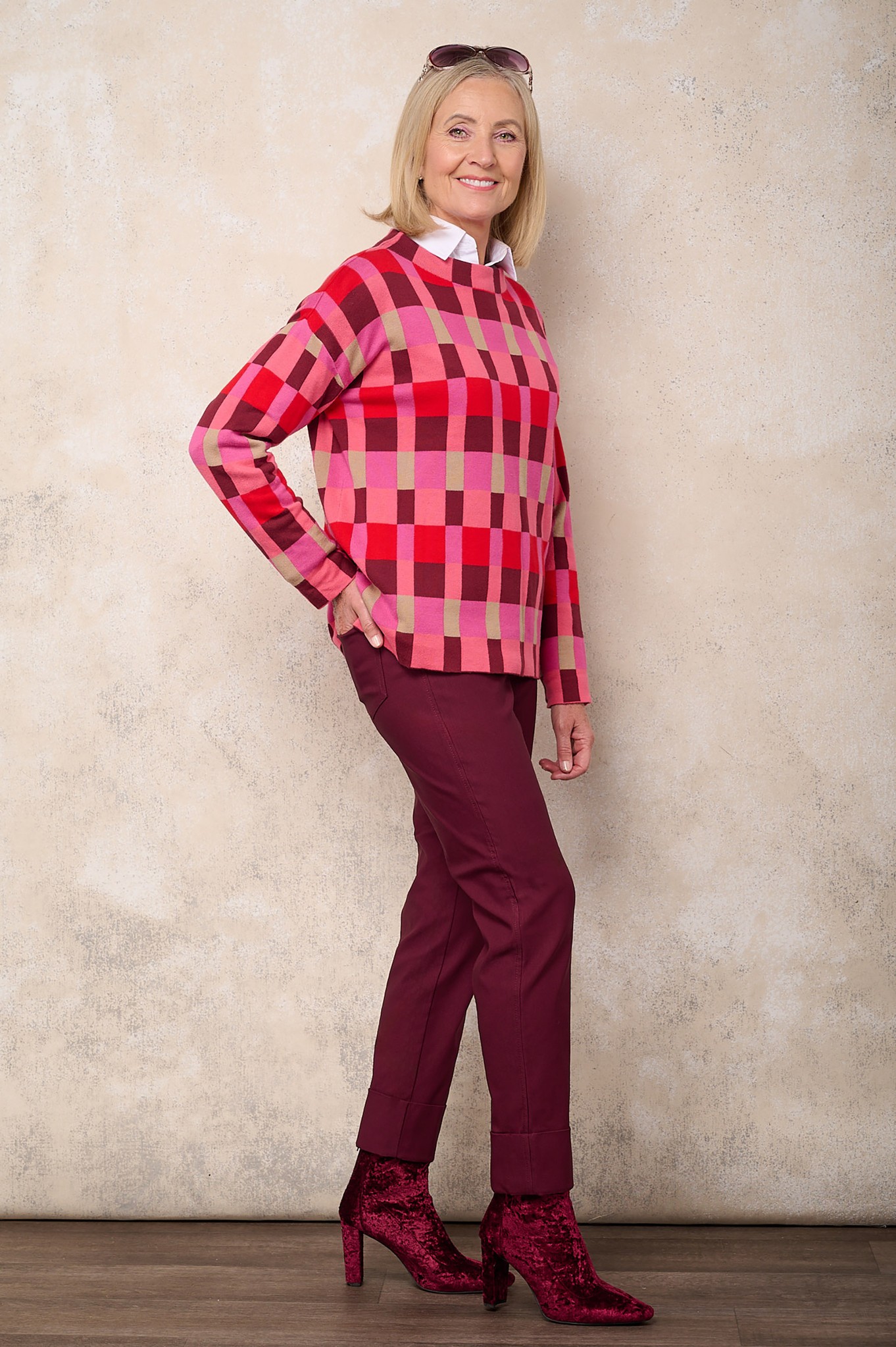 Robell Bella 09 Fleece Lined Trousers Bordeaux 562