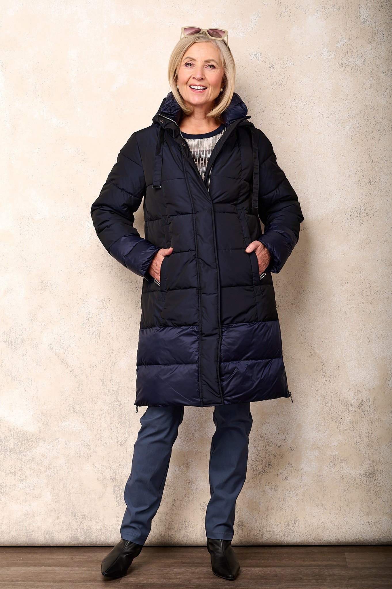 Frandsen Lolita Quilted Technical Down Coat Navy 69