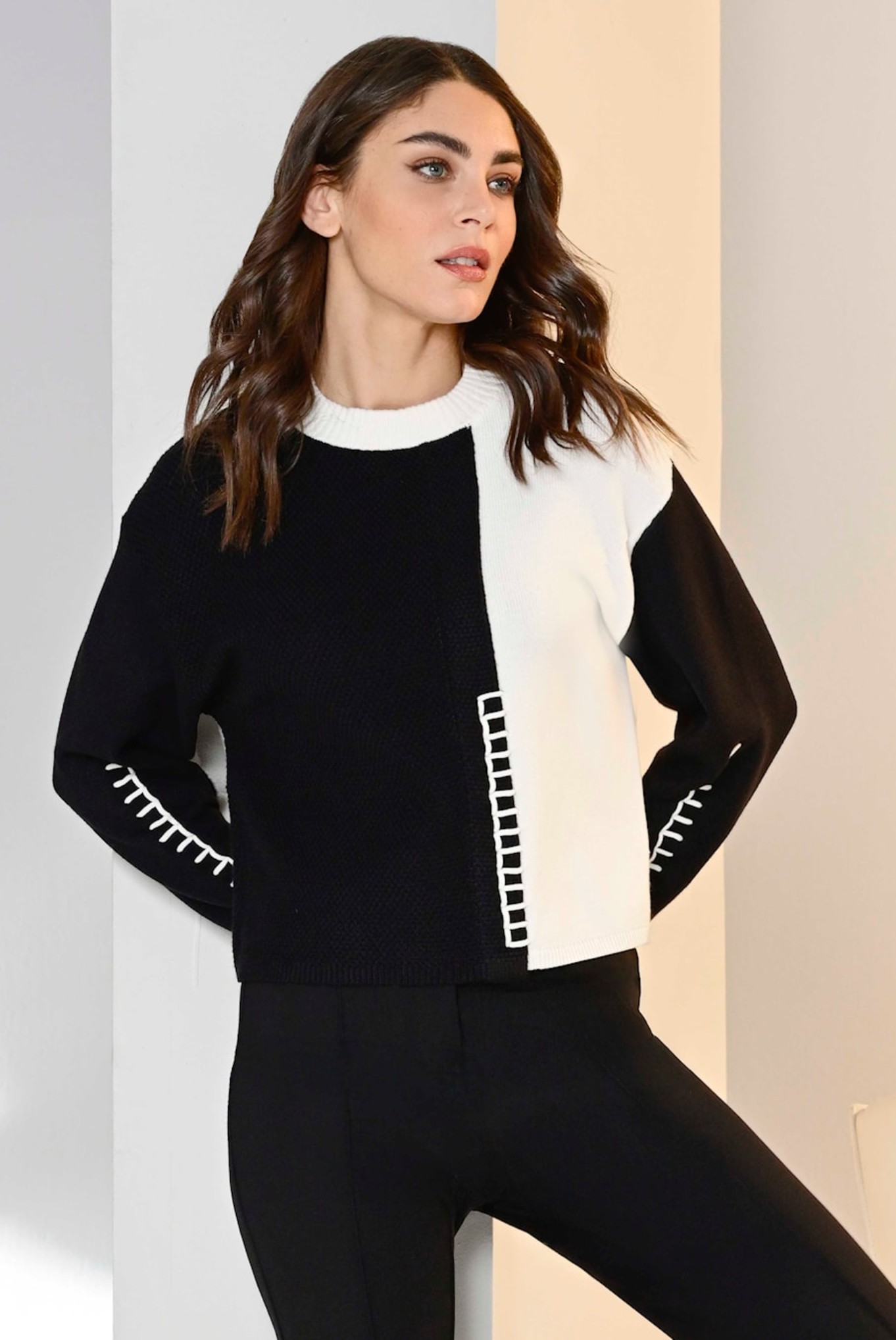 I’cona Monique Monochrome Knit Jumper Black 90