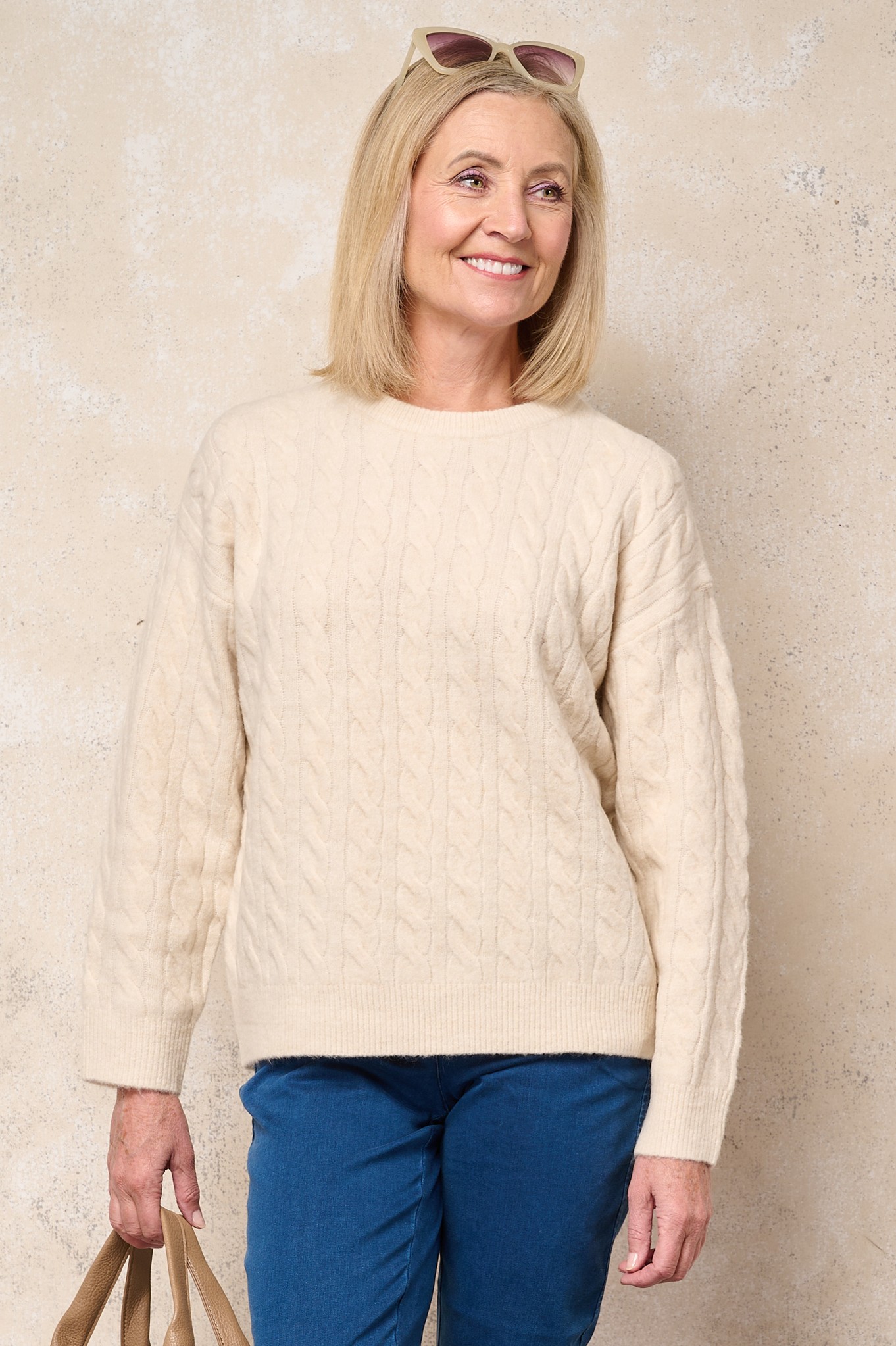 Sunday Kara Cable Knit Jumper Beige 14