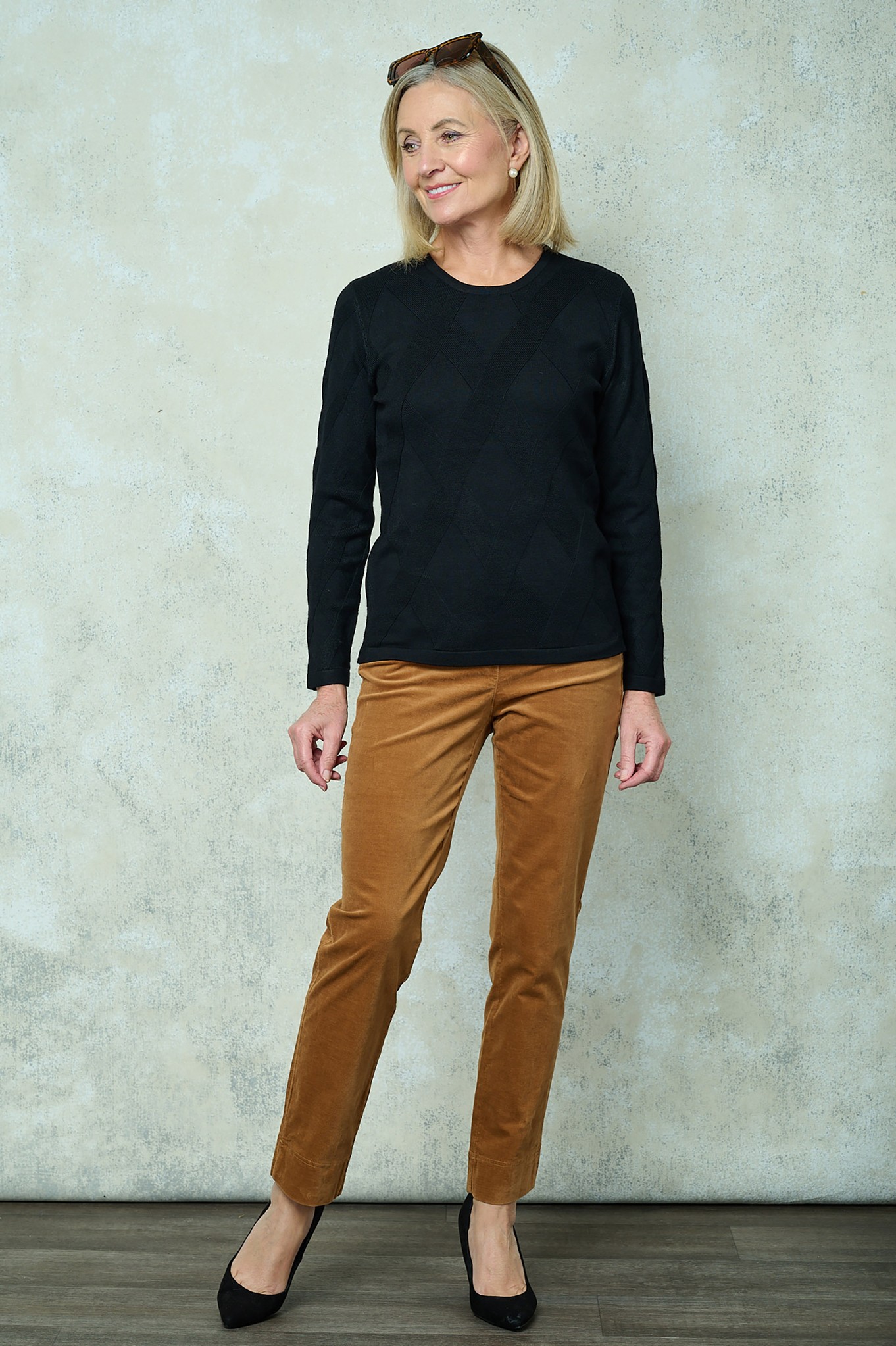 Robell Marie Petite Velvet Trousers Caramel 291