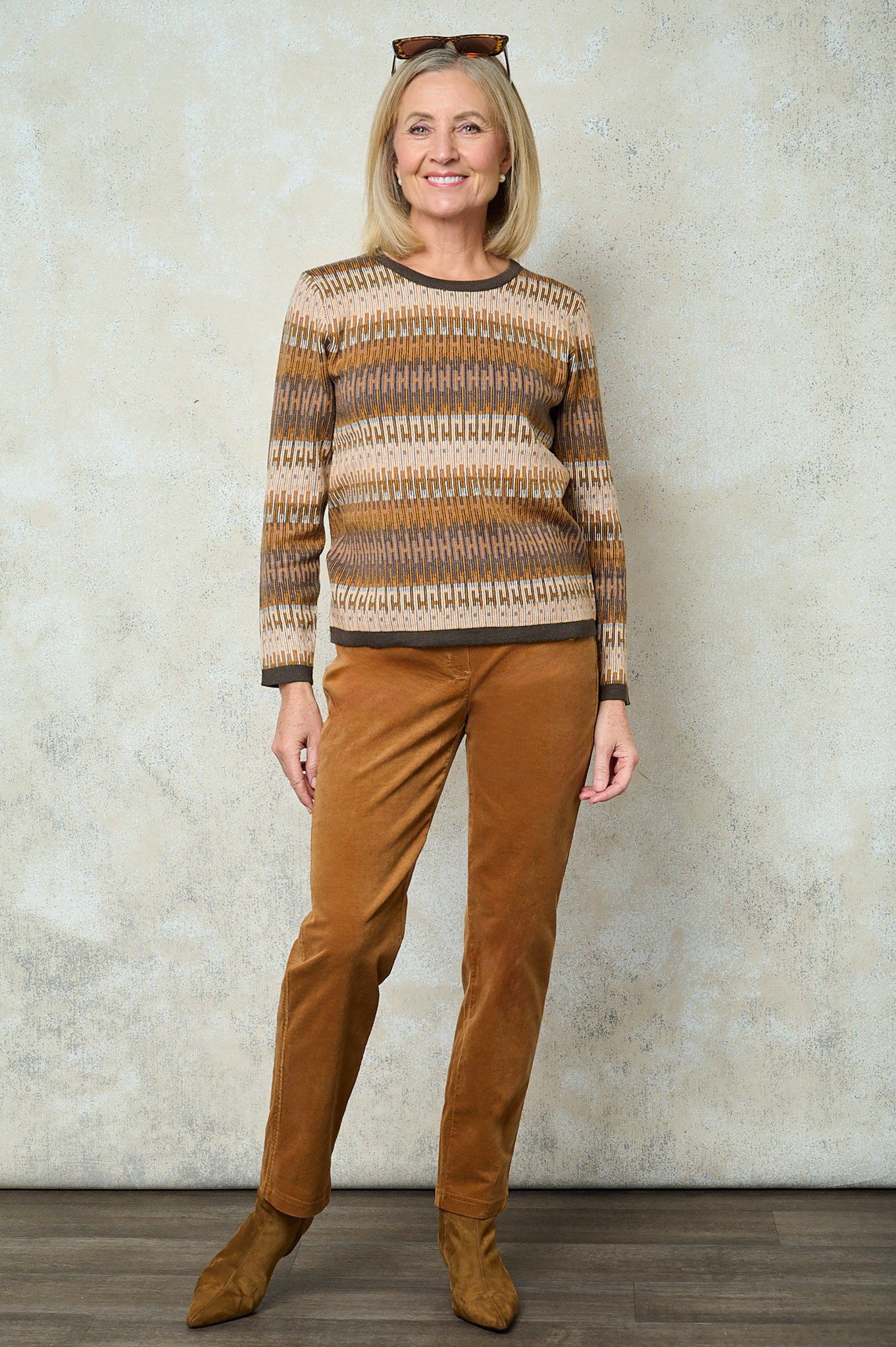 Robell Bella Petite Needlecord Trousers Caramel 291