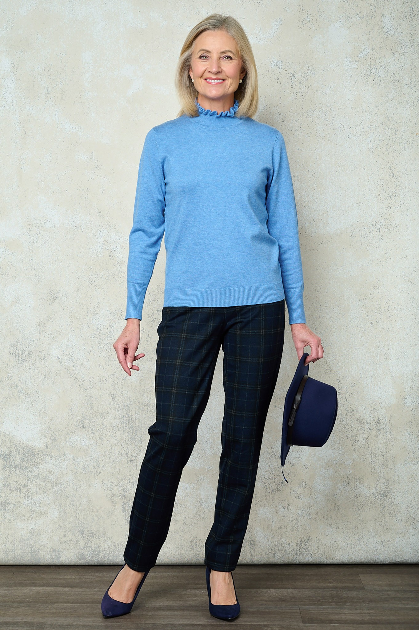 Bella Bannatyne Tartan Check Trouser Navy 69