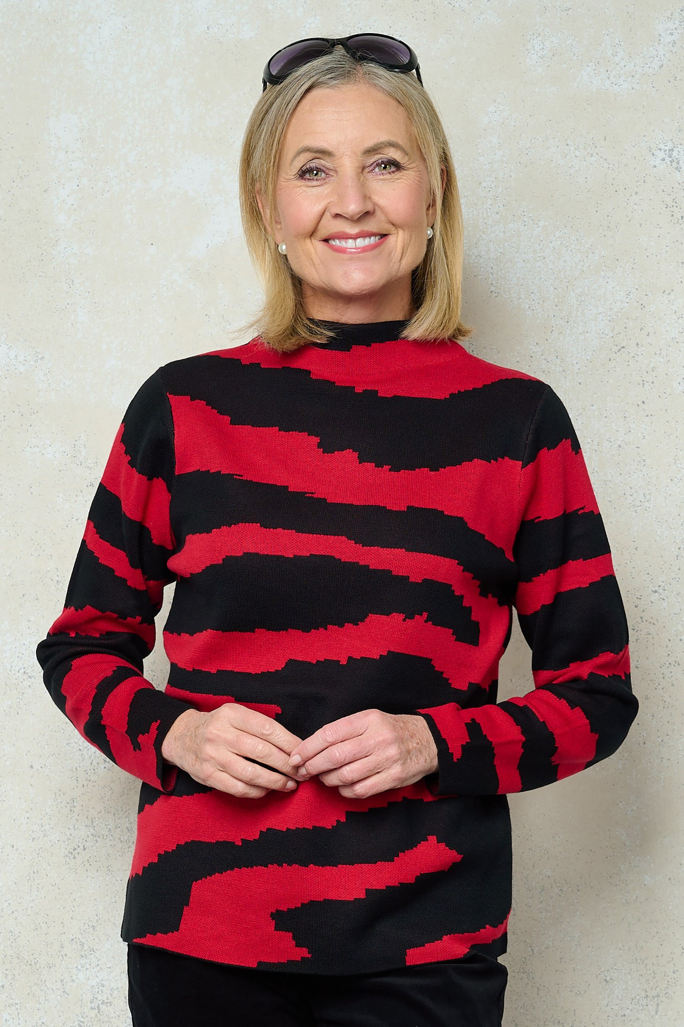 Sunday Mira Abstract Knit Jumper Ruby Red 44