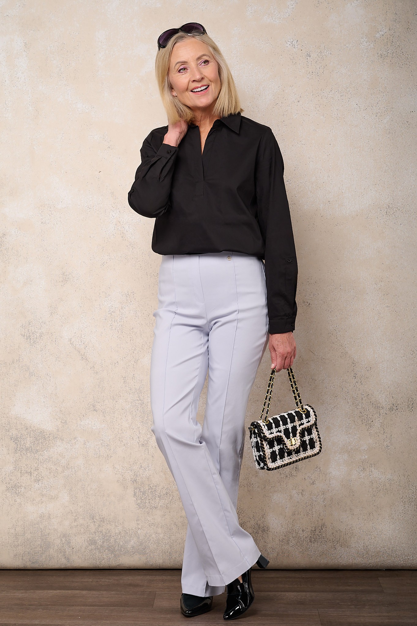 Robell Joella Stretch Bootleg Trouser Pearl Grey 921