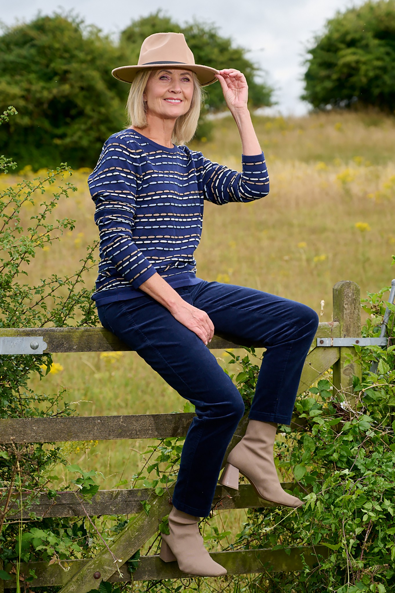 Robell Bella Needlecord Trousers French Blue 68