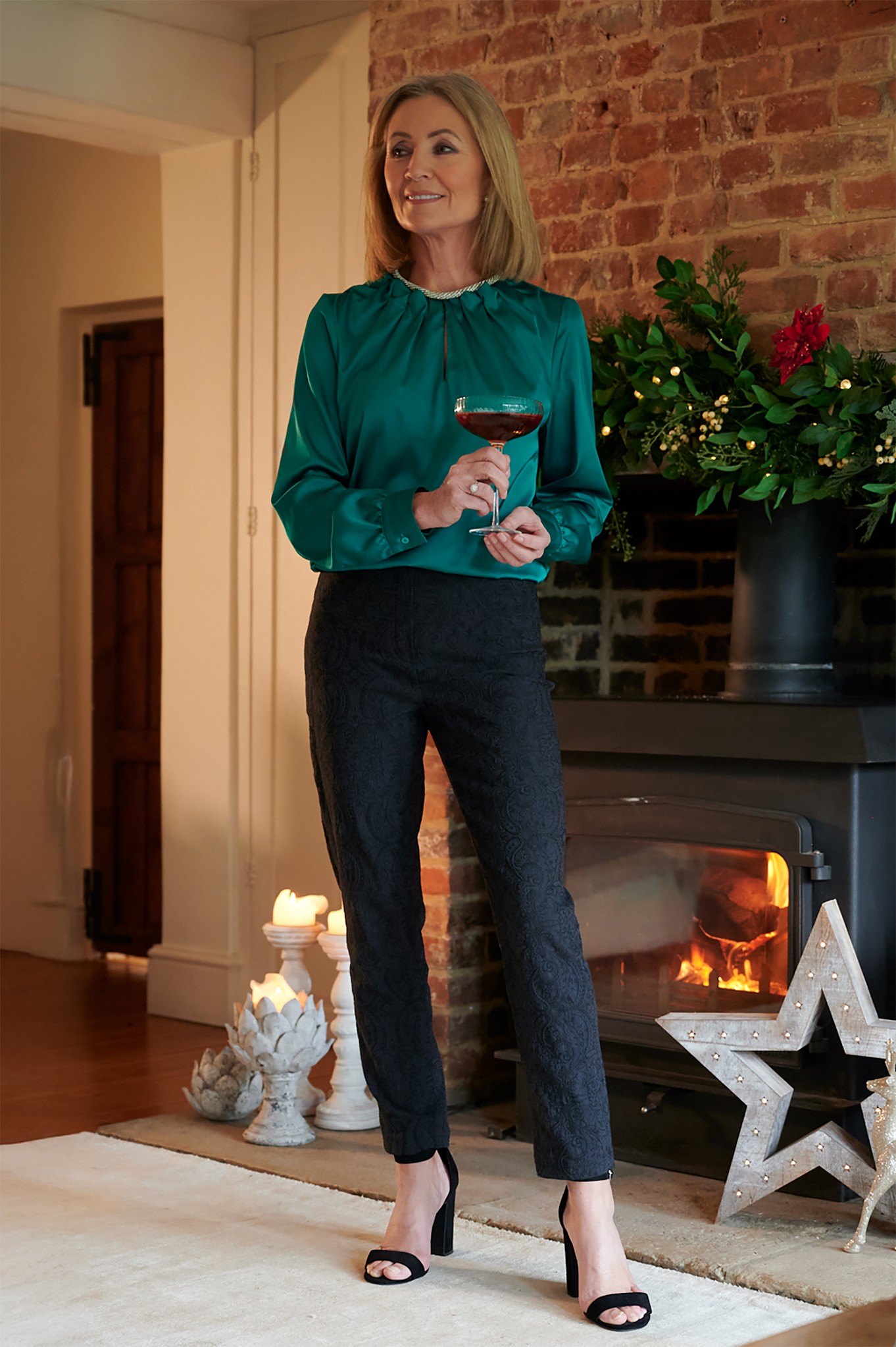 Robell Bella 09 Paisley Jacquard Trouser Black 90