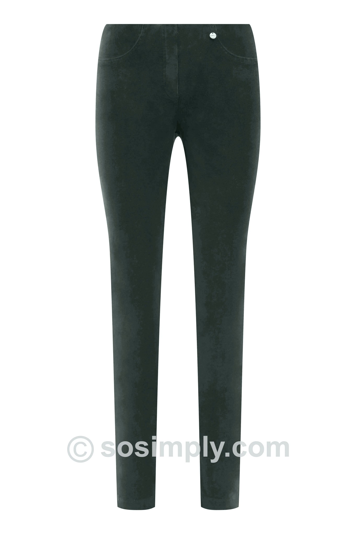 Robell Bella Petite Needlecord Trousers Deep Forest 890