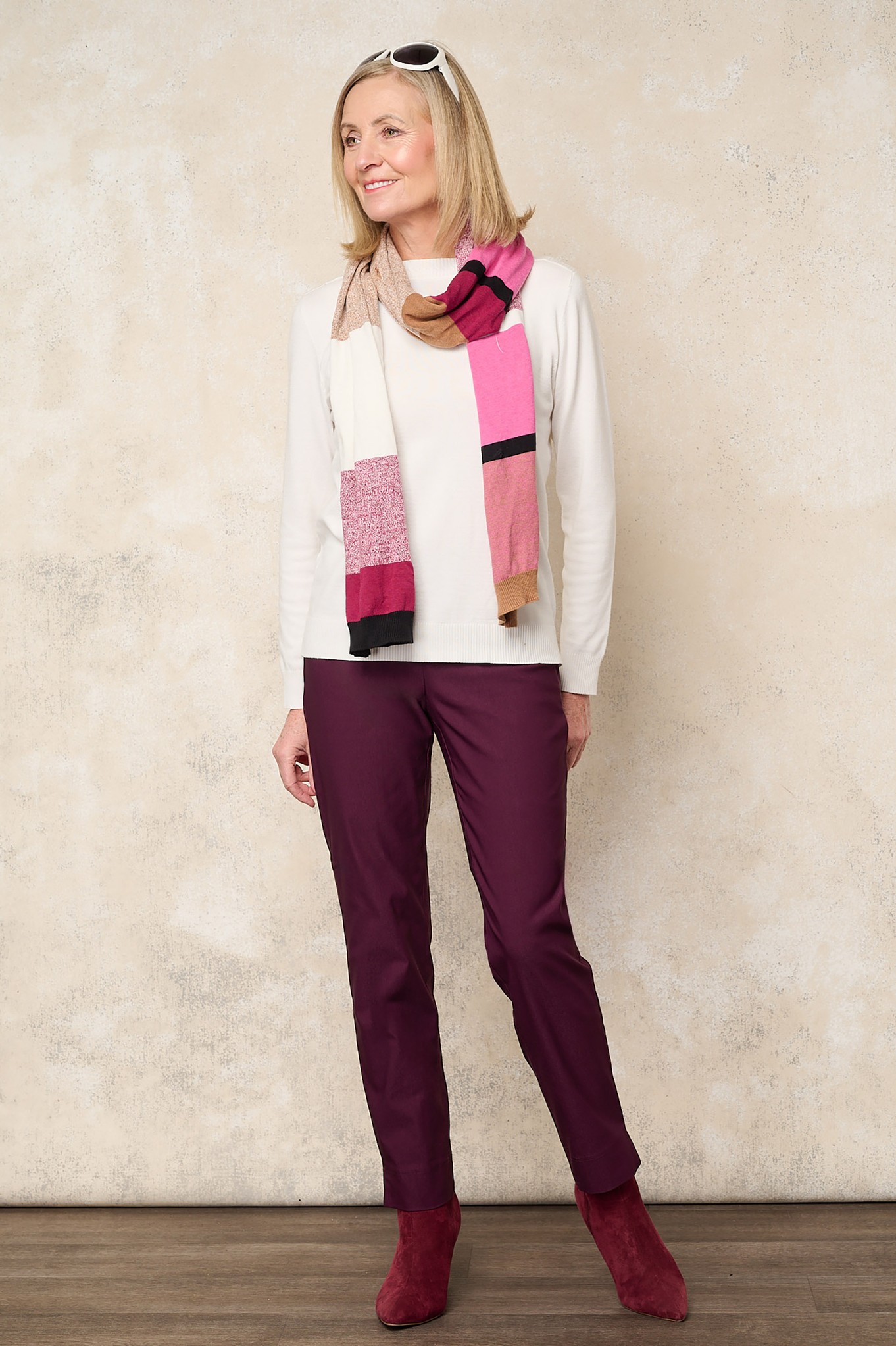 Robell Marie Petite Winter Weight Trousers Bordeaux 562