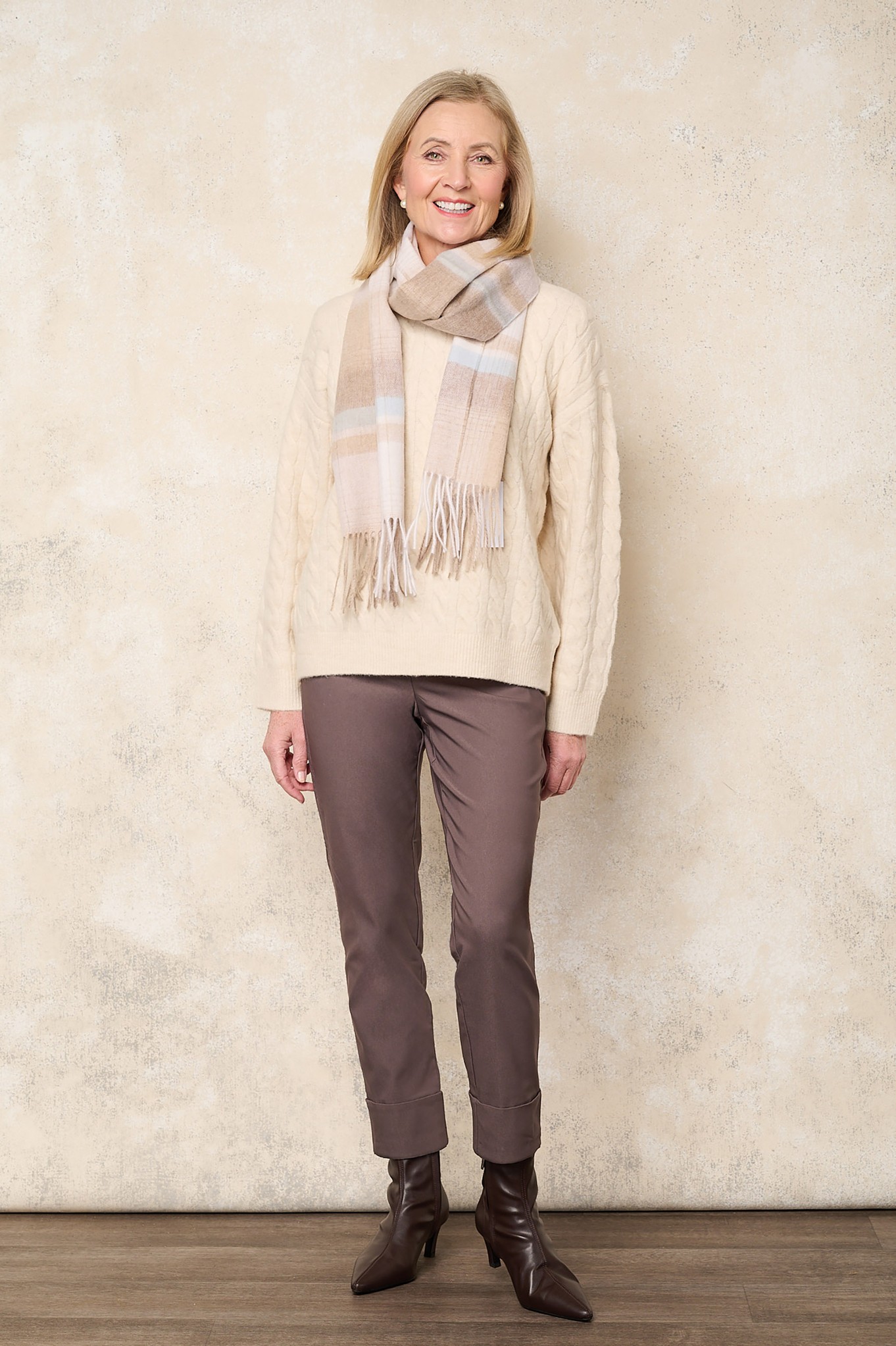 Robell Bella 09 Fleece Lined Trousers Almond 38