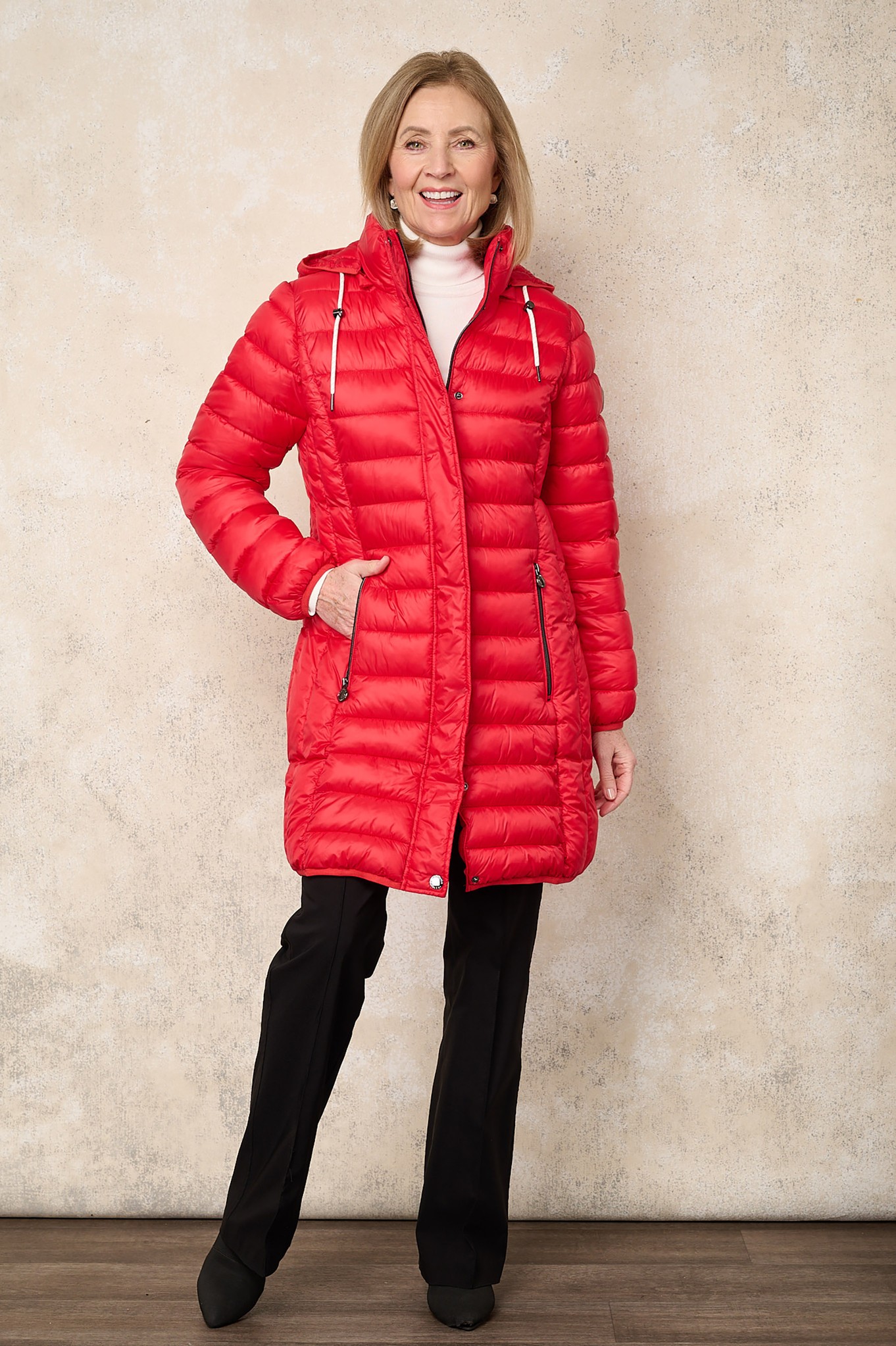 Frandsen Devonna Hooded Down Coat Poinsettia Red 40
