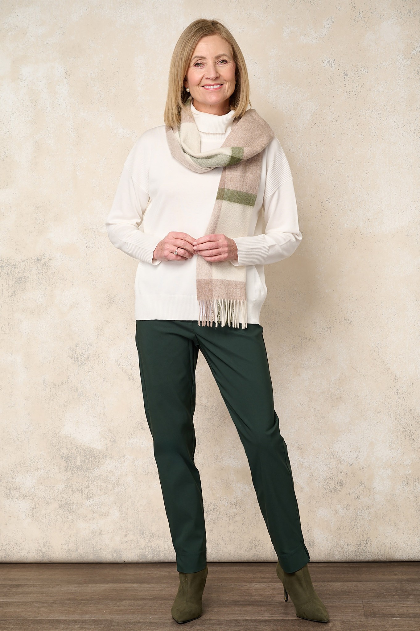 Robell Marie Petite Trousers Dark Green 892