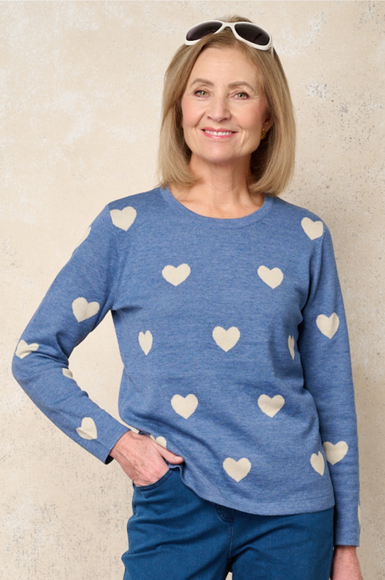 Sunday Havana Heart Jumper Marina Blue 6411