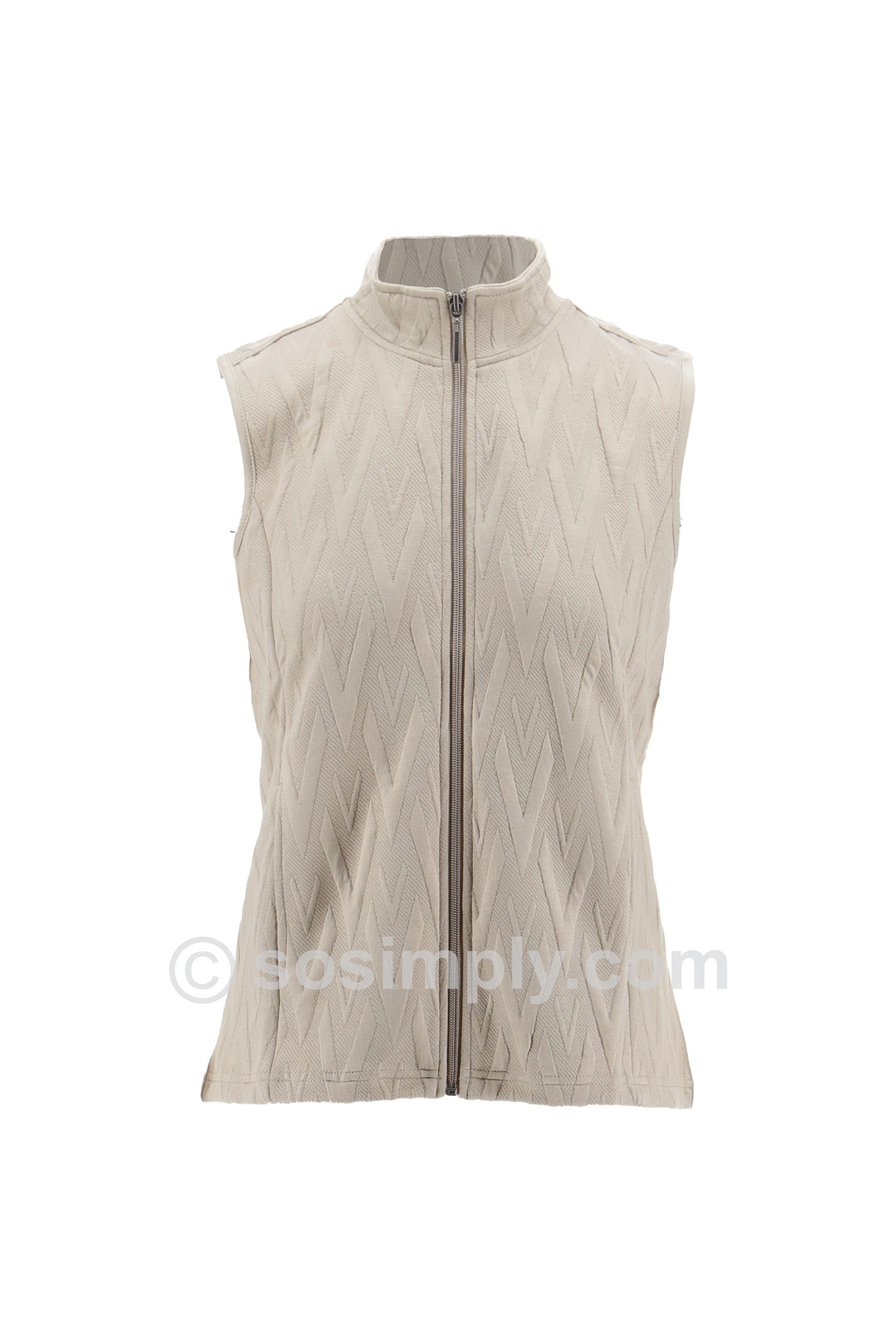 Sunday Melania Jersey Chevron Knit Waistcoat Pebble 131