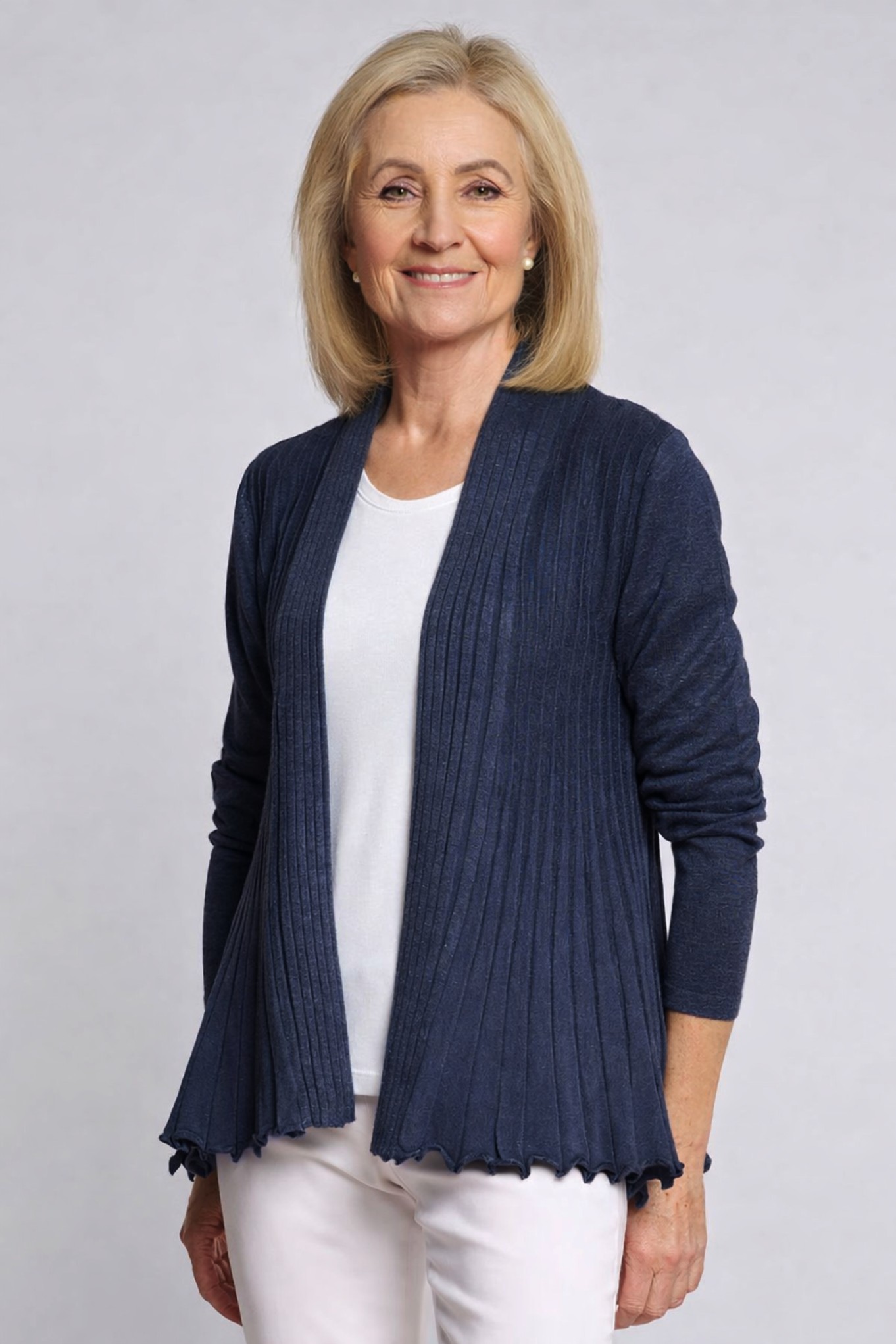 Sunday Reva Ribbed Cardigan Indigo Blue 67