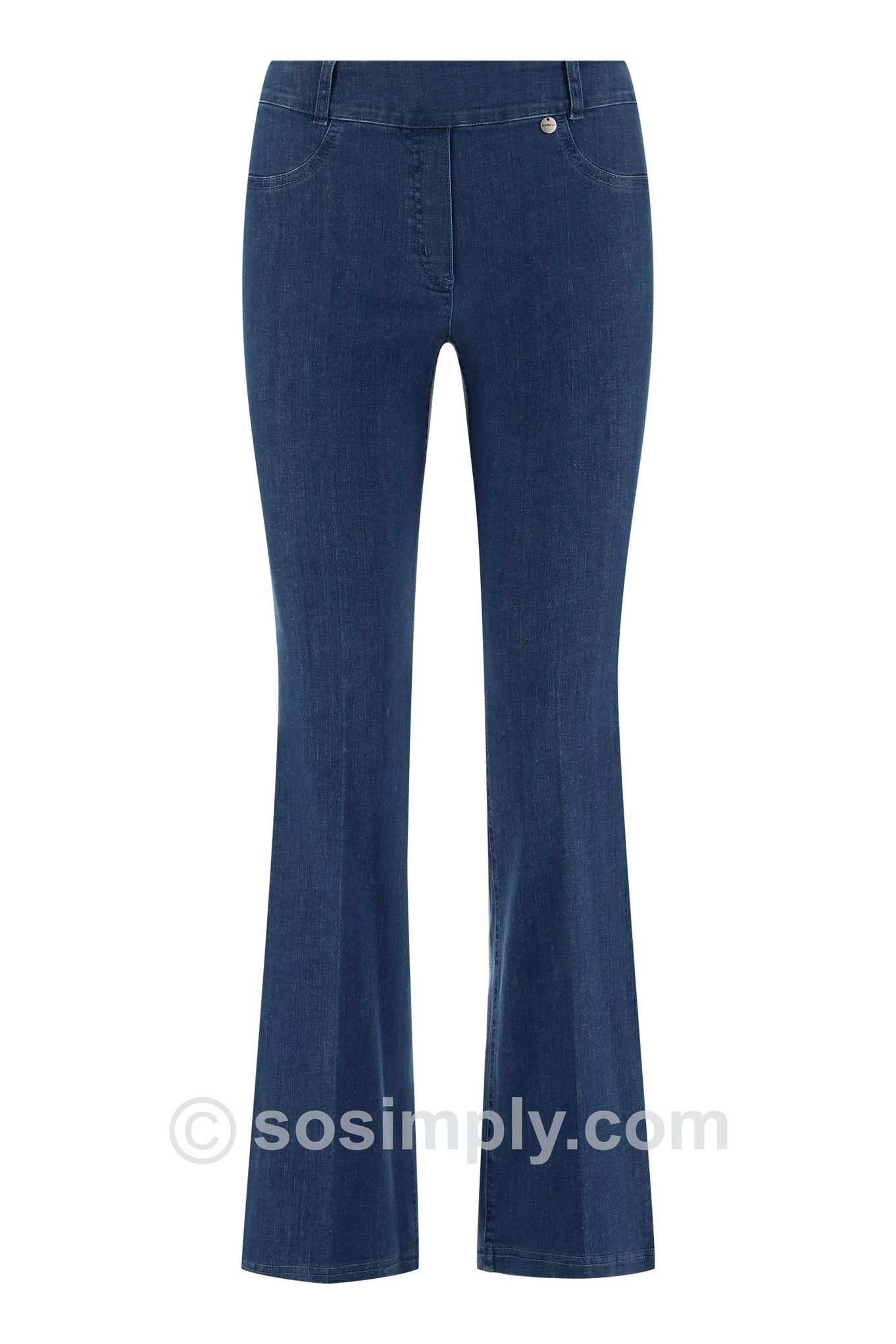 Robell Joella Petite Pull On Stretch Kick Flare Jean Natural Denim 64